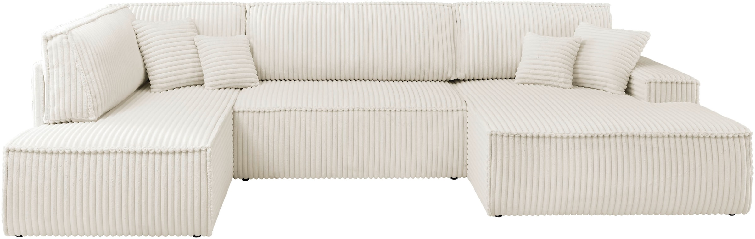 andas Wohnlandschaft »FINNLEY U-Form XXL 329 cm, Schlafsofa, Schlaffunktion m. Bettkasten«, (194/139 cm), Bouclé, Struktur und Cord