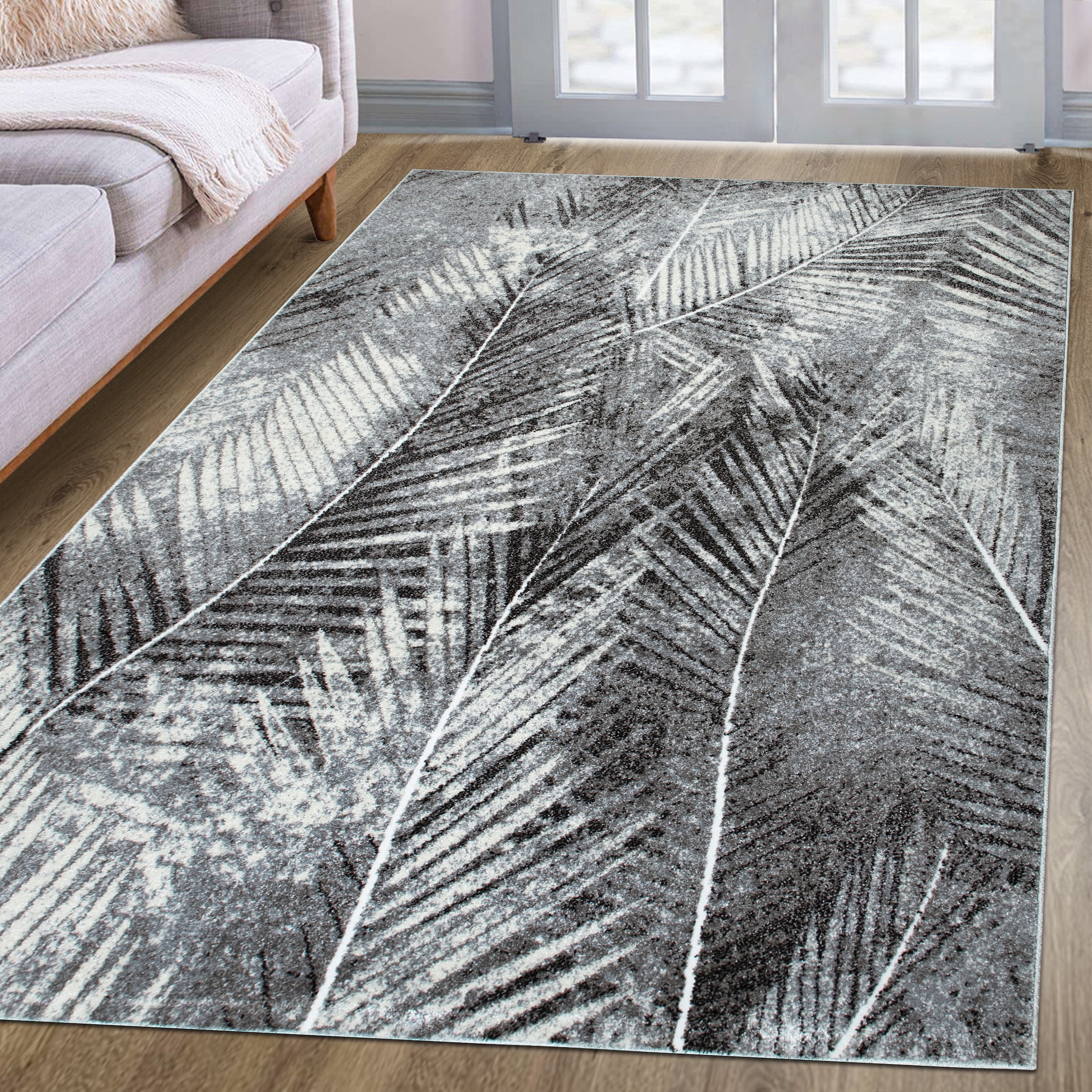 OTTO home Teppich "Kiliv, modernes Blatt Design" rechteckig 9 mm Höhe mit b günstig online kaufen