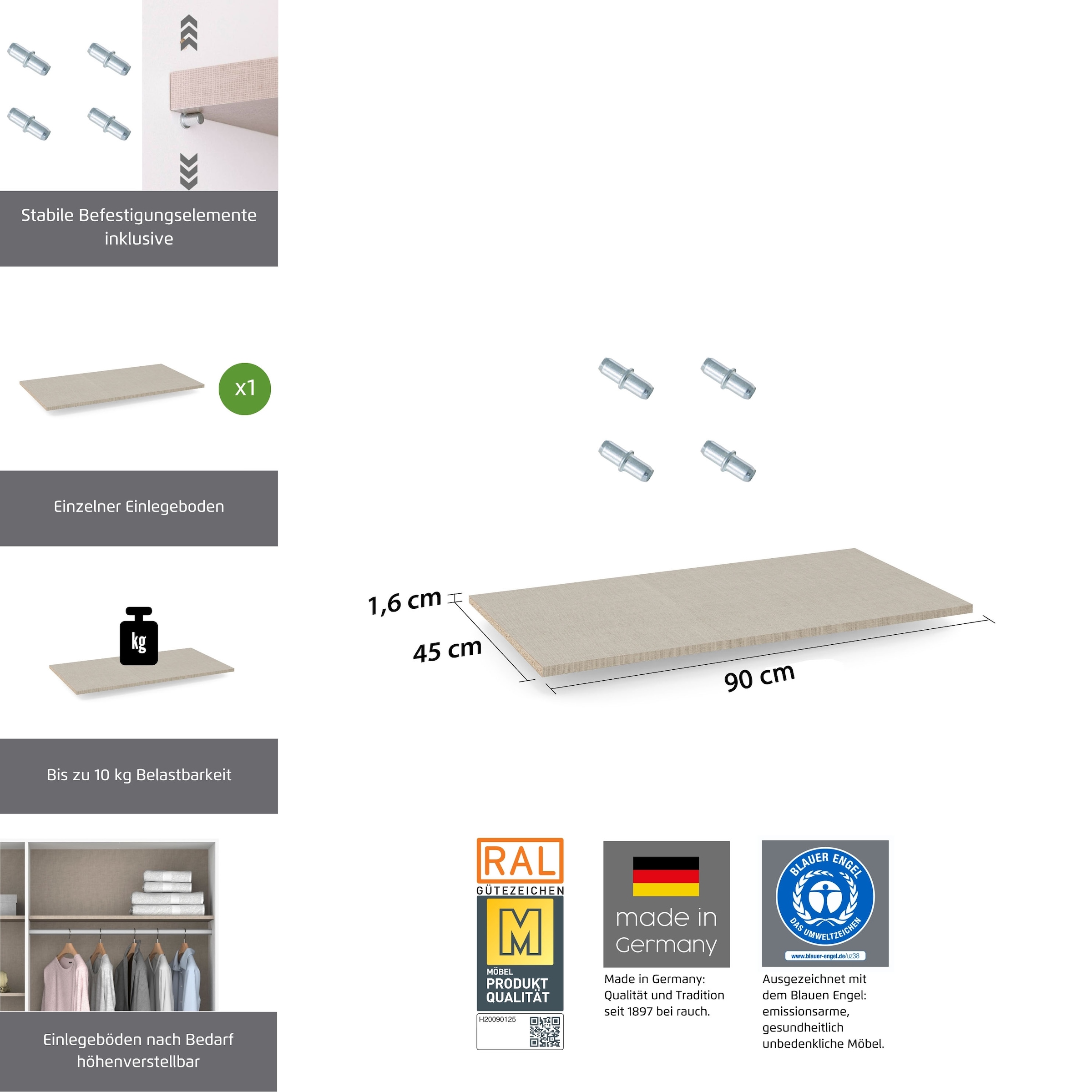 rauch Einlegeboden »Zubehör« Breite 90 cm für Schränke Voyager, Nabila, Narai, Shinjo und Nagata