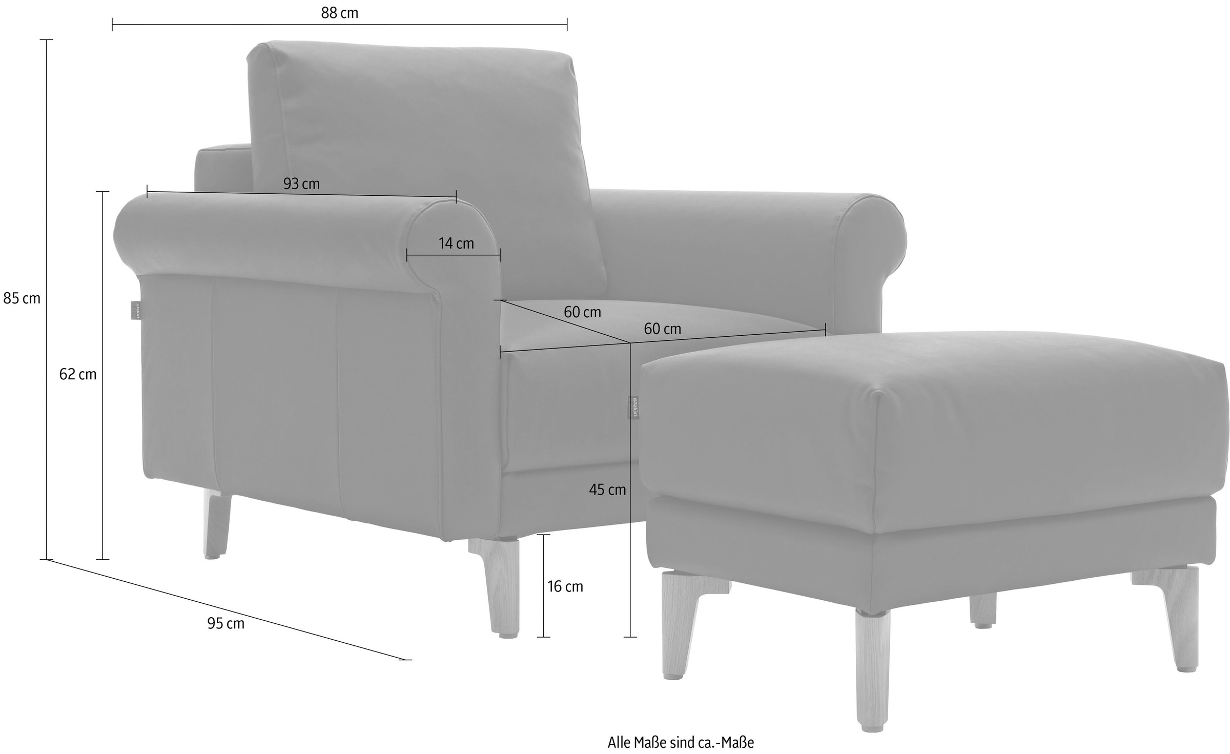 hülsta sofa Sessel »hs.450«, modern Landhaus, Breite 88 cm, Fuß Nussbaum