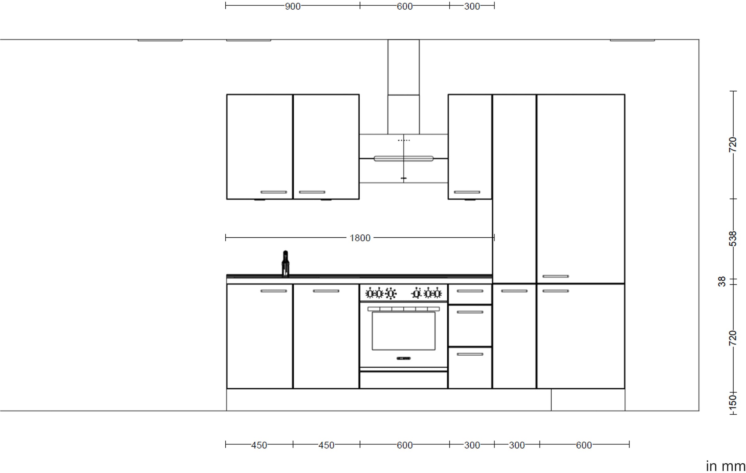 nobilia® Küchenzeile »"Touch II"«, vormontiert, Ausrichtung wählbar, Breite 270 cm, wahlw. mit E-Geräten