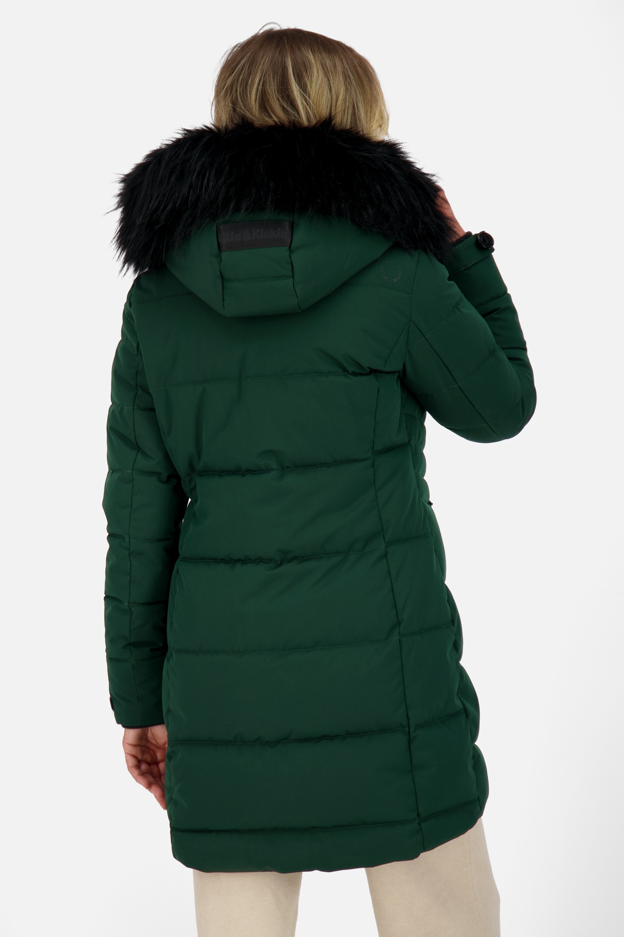 Alife & Kickin Winterjacke »Damen AmaliaAK A«, mit Kapuze, Lange gefütterte Damenwinterjacke mit abnehmbarer Kunstfellkapuze