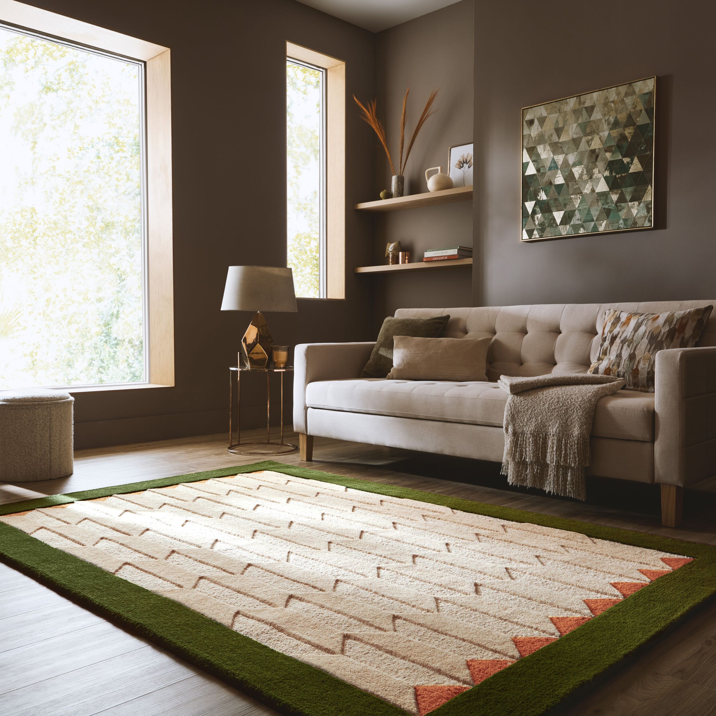 FLAIR RUGS Wollteppich "APEX" rechteckig 8 mm Höhe Handgetuftet aus 100 % Wolle mit einem Cut-and-Loop-Flor