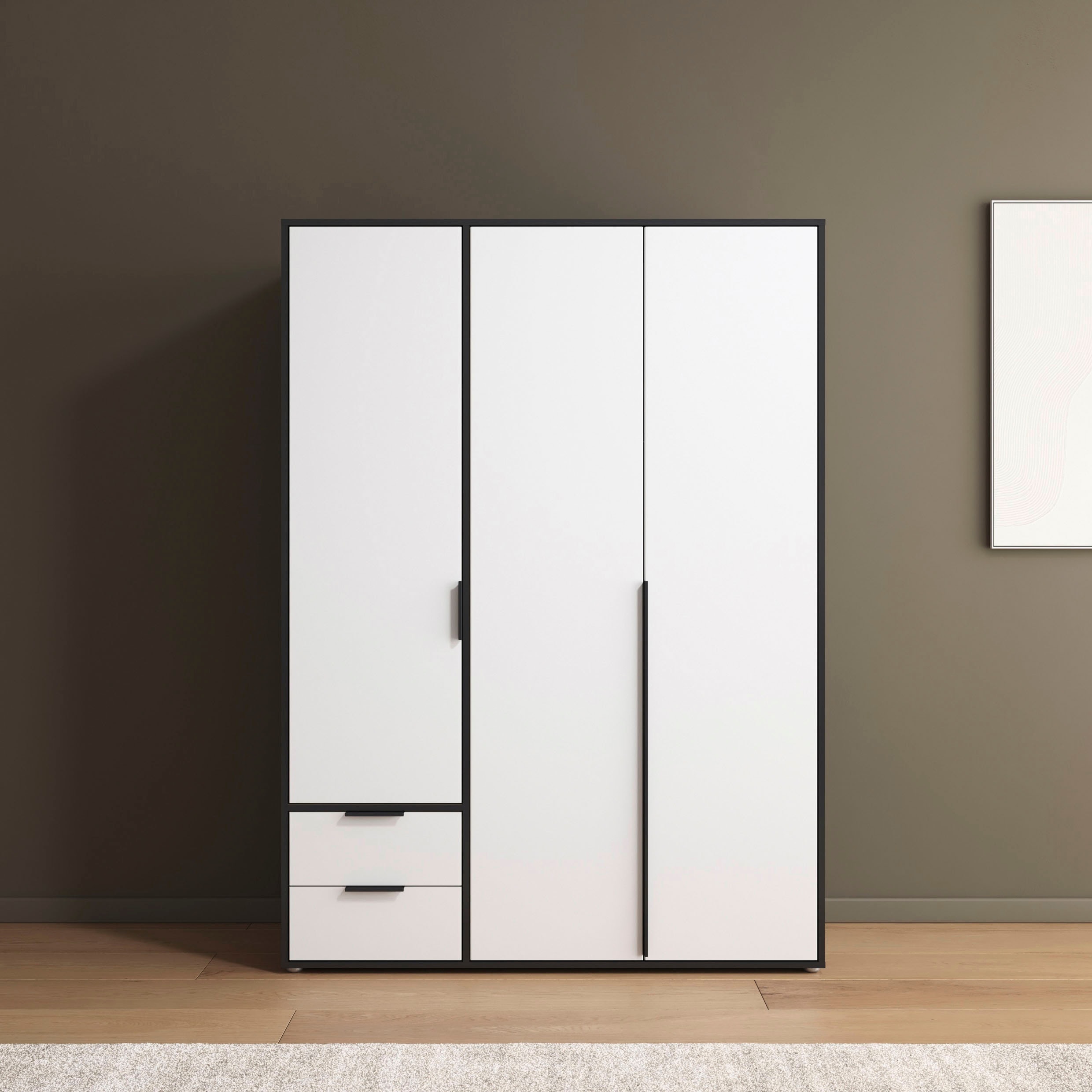 rauch "Kleiderschrank Schrank Garderobe Wäscheschrank NAGATA viel Stauraum" in 3 verschiedenen Ausstattungen BASIC/CLASSIC/PREMIUM, mit Schubladen sowie Stangengriffen TOPSELLER MADE IN GERMANY