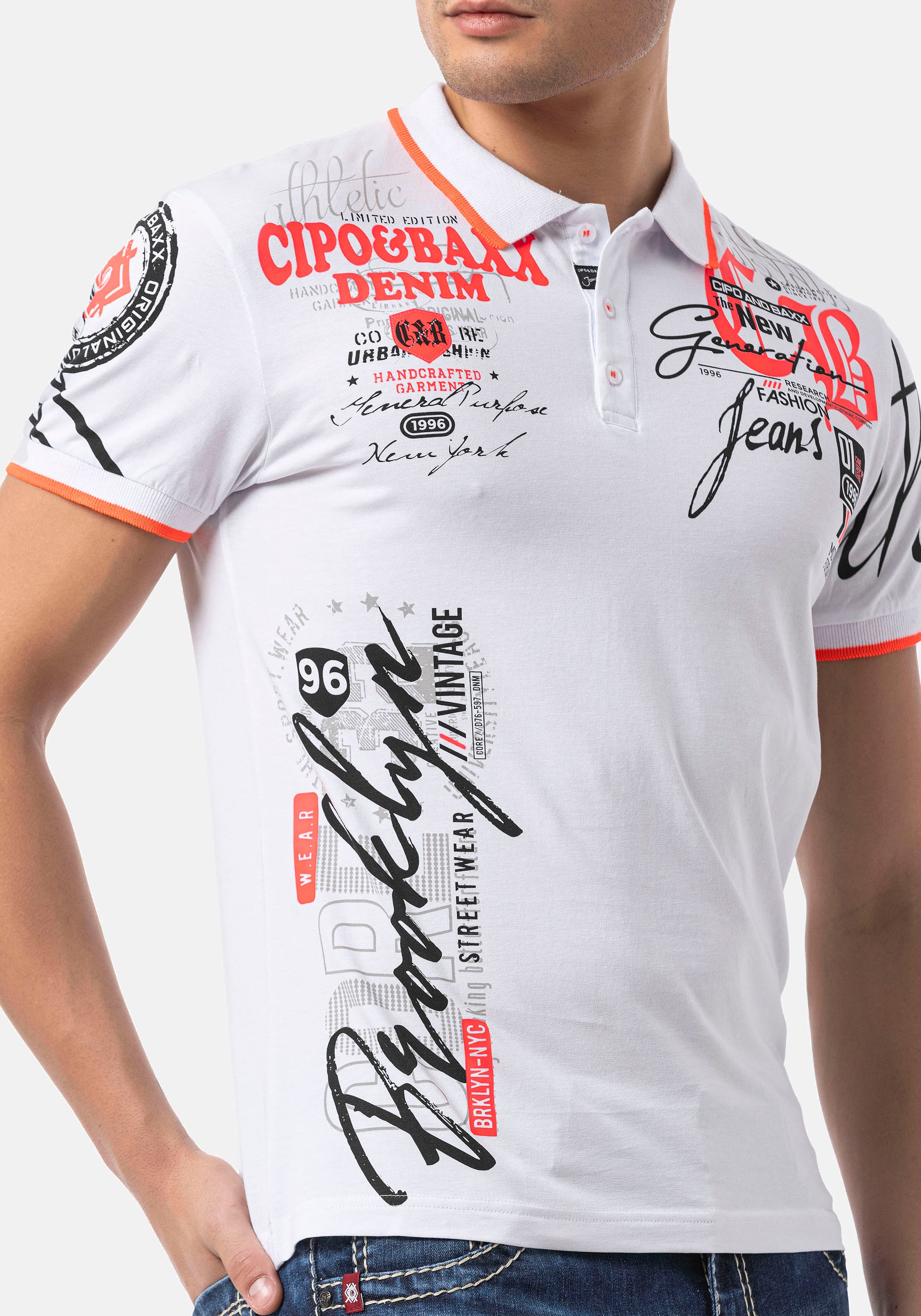 Cipo & Baxx Poloshirt, mit markantem Print
