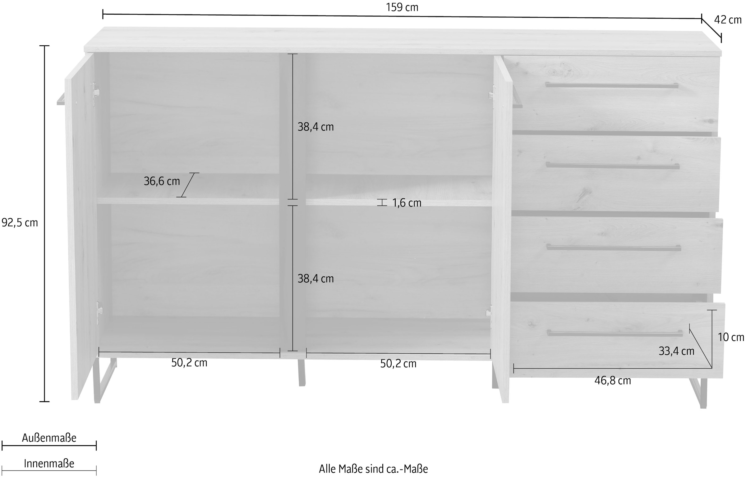 INOSIGN Sideboard »Sardinia«, Kommode, Breite ca. 159 cm