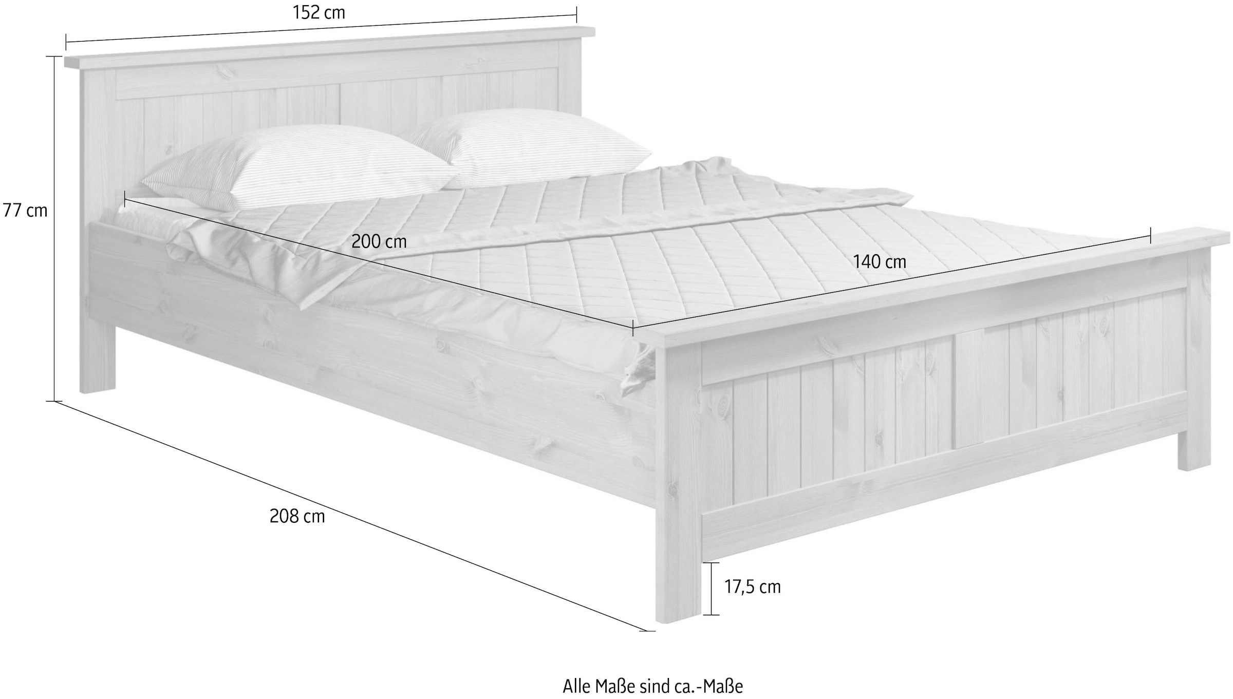 Home affaire Bettgestell »Juventus, Bett, Massivholzbett, Holzbett, Bettrahmen«, Breite 140 cm aus massiver Kiefer, FSC®-zertifiziert