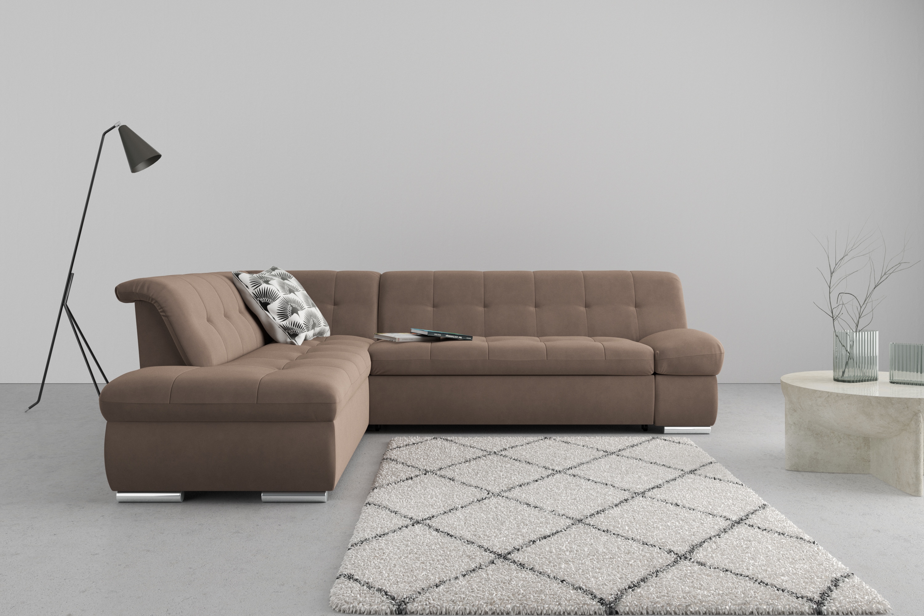 DOMO collection Ecksofa "MONA 271x213 cm, modern und komfortabel" whlw. mit Bett- und Armlehnfunktion, L-Form