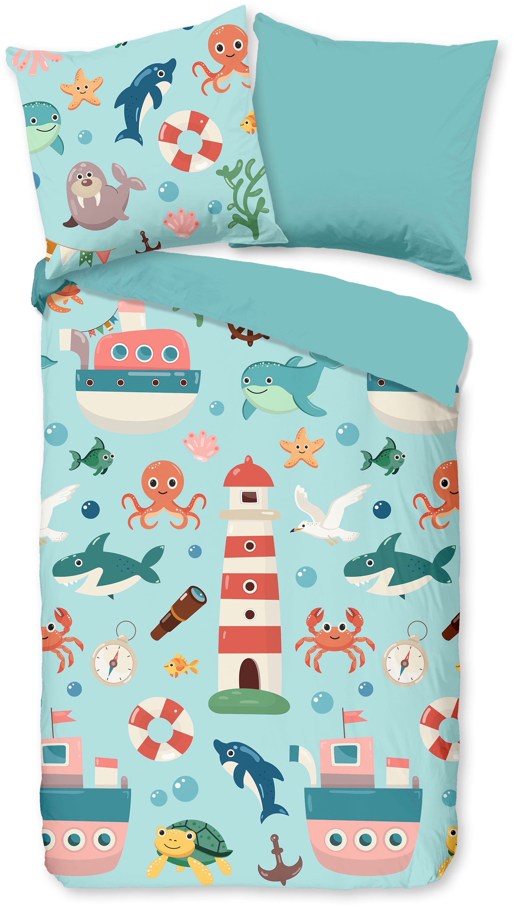 PURE luxury collection Kinderbettwäsche "Sailor" 2 Stk. Mikrofaser, 135x200 günstig online kaufen