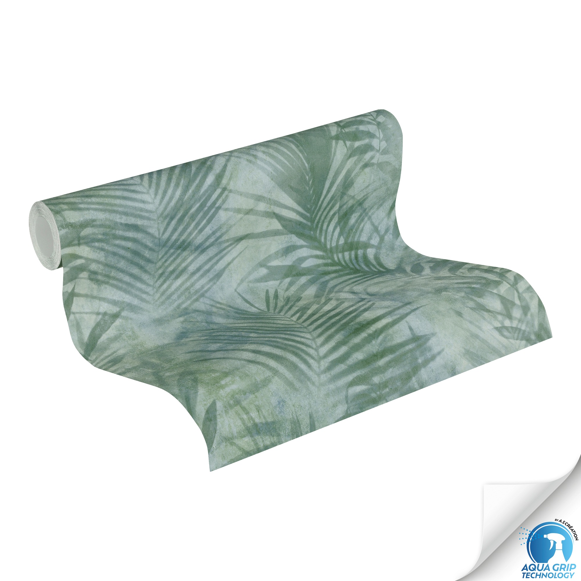 living walls Vliestapete »DesignDrop vorgeleimte Tapete Palmen Mustertapete Grün Blau« matt strukturiert florale Vliestapete vorgekleistert für Schlafzimmer Wohnzimmer Küche