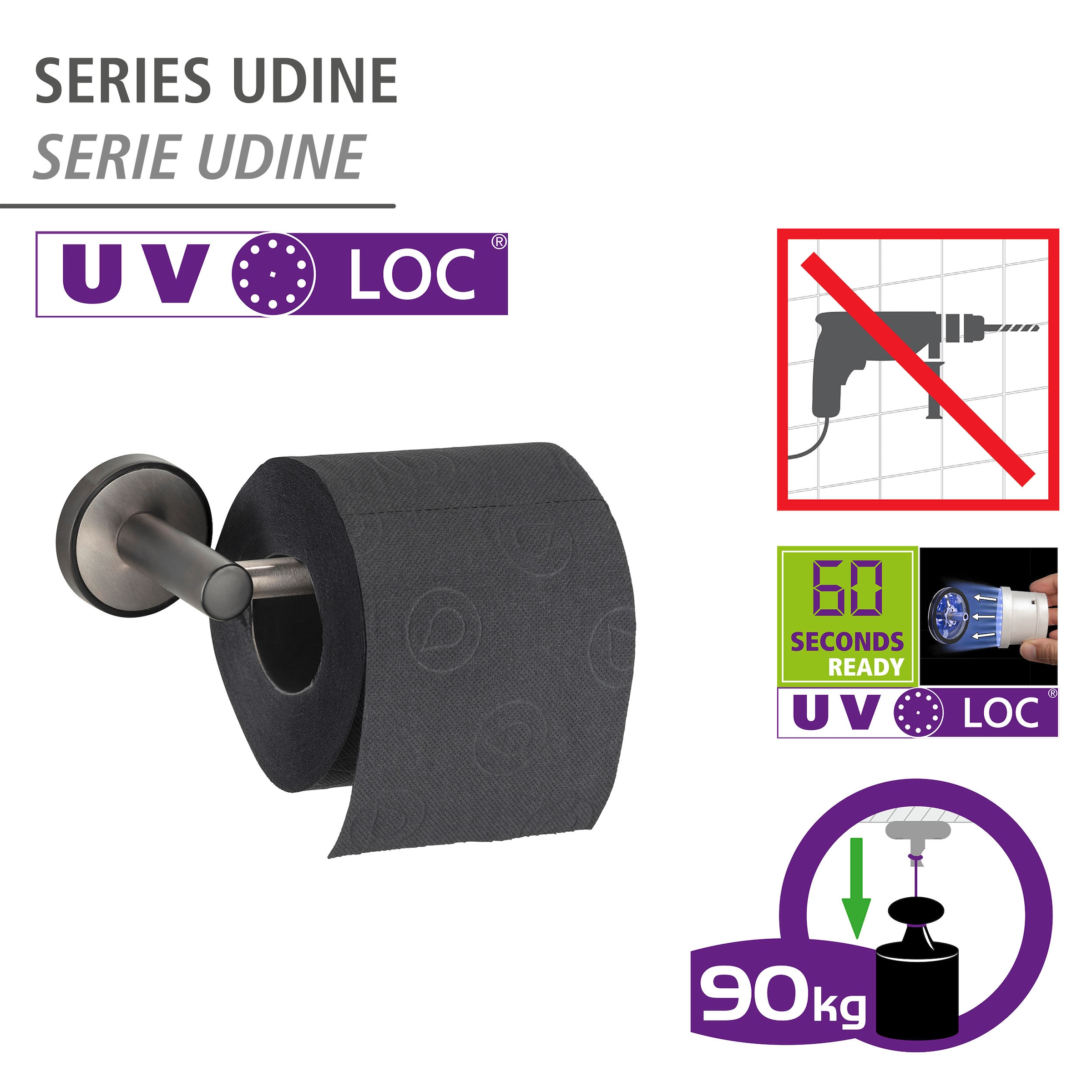 WENKO Toilettenpapierhalter »UV-Loc® Udine«, Befestigen ohne Bohren
