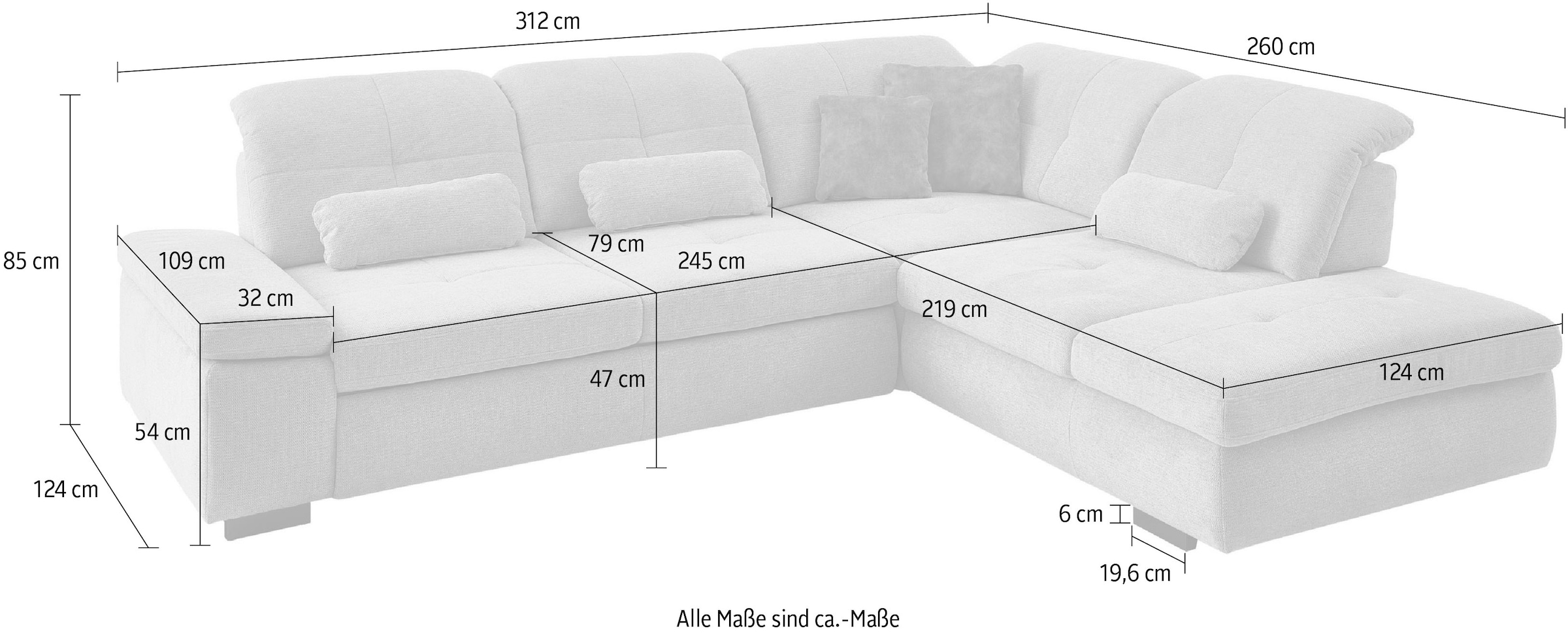 Die PlanBar Ecksofa »MP-IN16012 L-Form Kaltschaum-Polsterung«, inkl. Sitztiefenverstellung, optional mit Funktionen