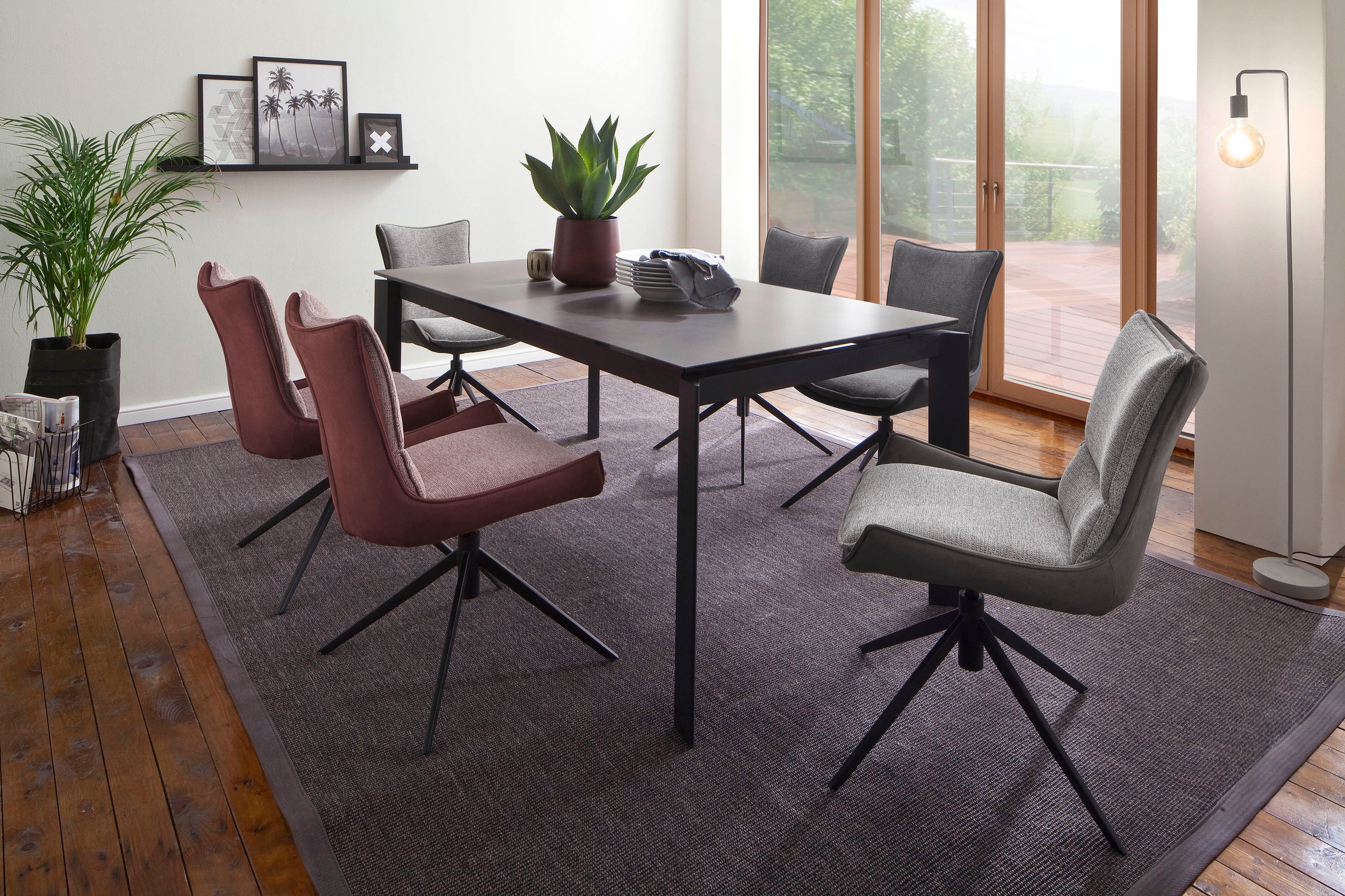 MCA furniture 4-Fußstuhl »Kitami«, (Set), 2 St., Esszimmerstuhl drehbar 360° mit Nivellierung, Stoffbezug, bis 120 kg