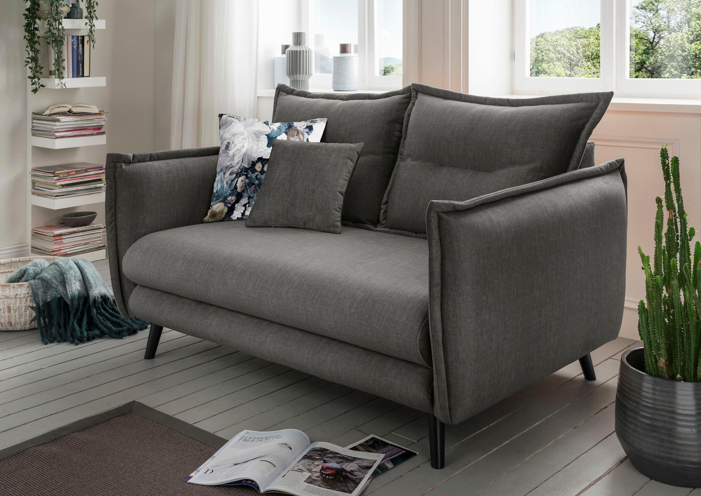 Home affaire 2-Sitzer "Levke, 162 cm breit, modern und bequem" Velours, inkl. Rücken- und Zierkissen