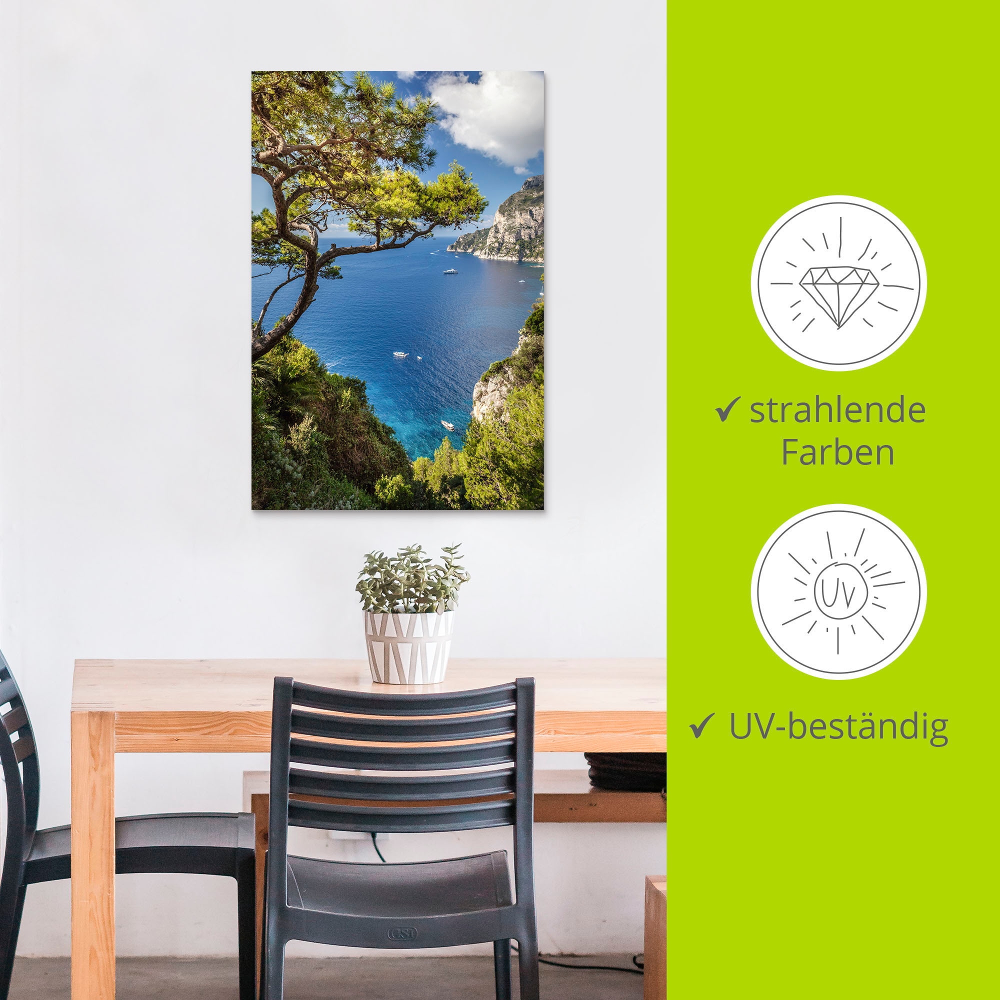 Artland Wandbild »Punta de Masullo, Insel Capri, Italien«, Meer Bilder, (1 St.), als Alubild, Outdoorbild, Leinwandbild, Poster, Wandaufkleber