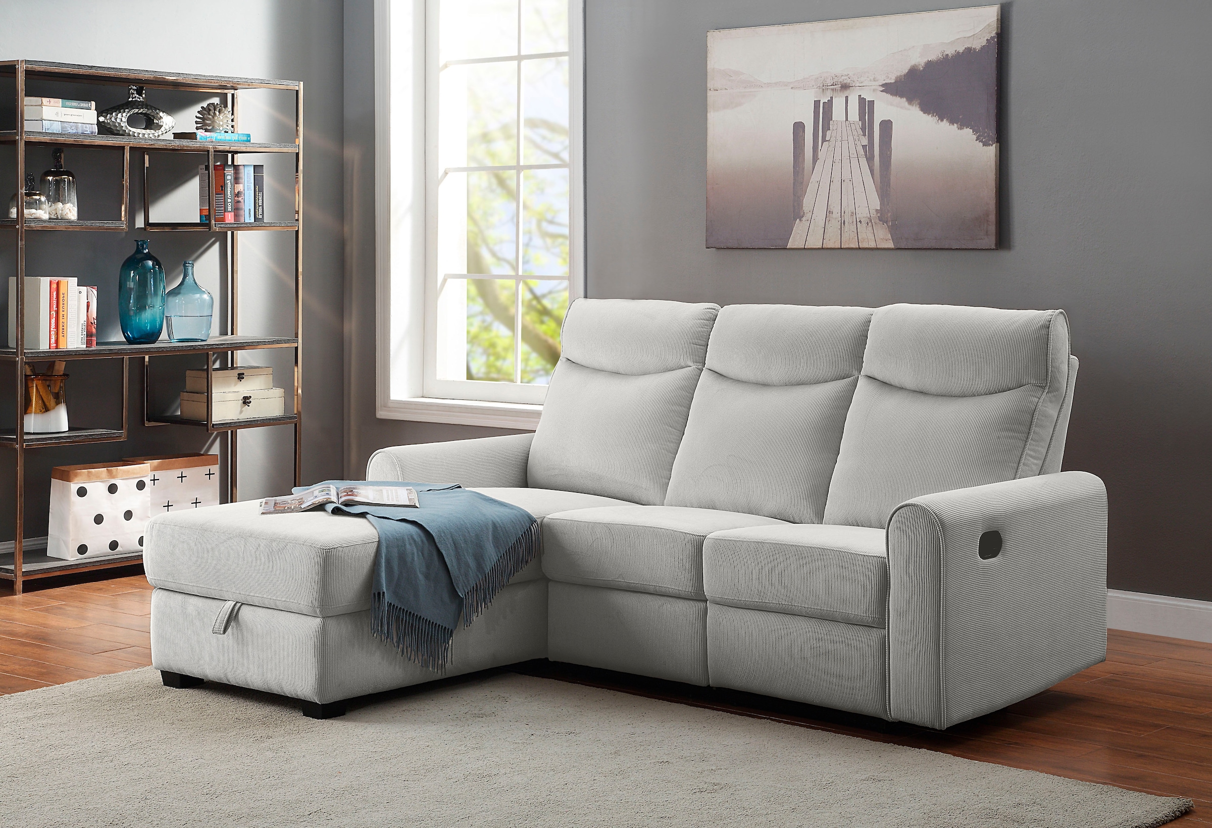 ATLANTIC home collection Ecksofa "Gero L-Form", mit Relaxfunktion und Staur günstig online kaufen