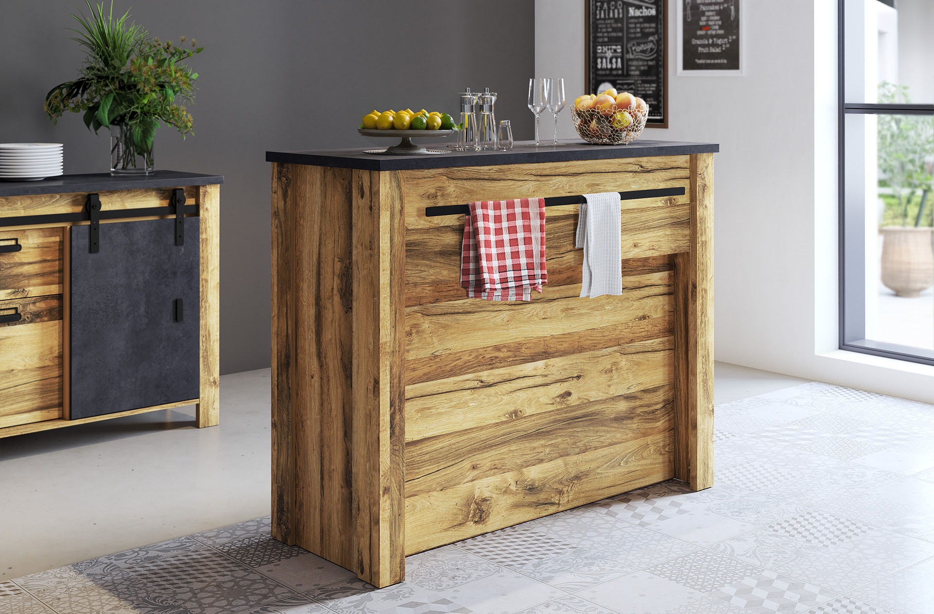 Home affaire Barschrank "York, moderne Küchentheke im Industrialdesign", mi günstig online kaufen