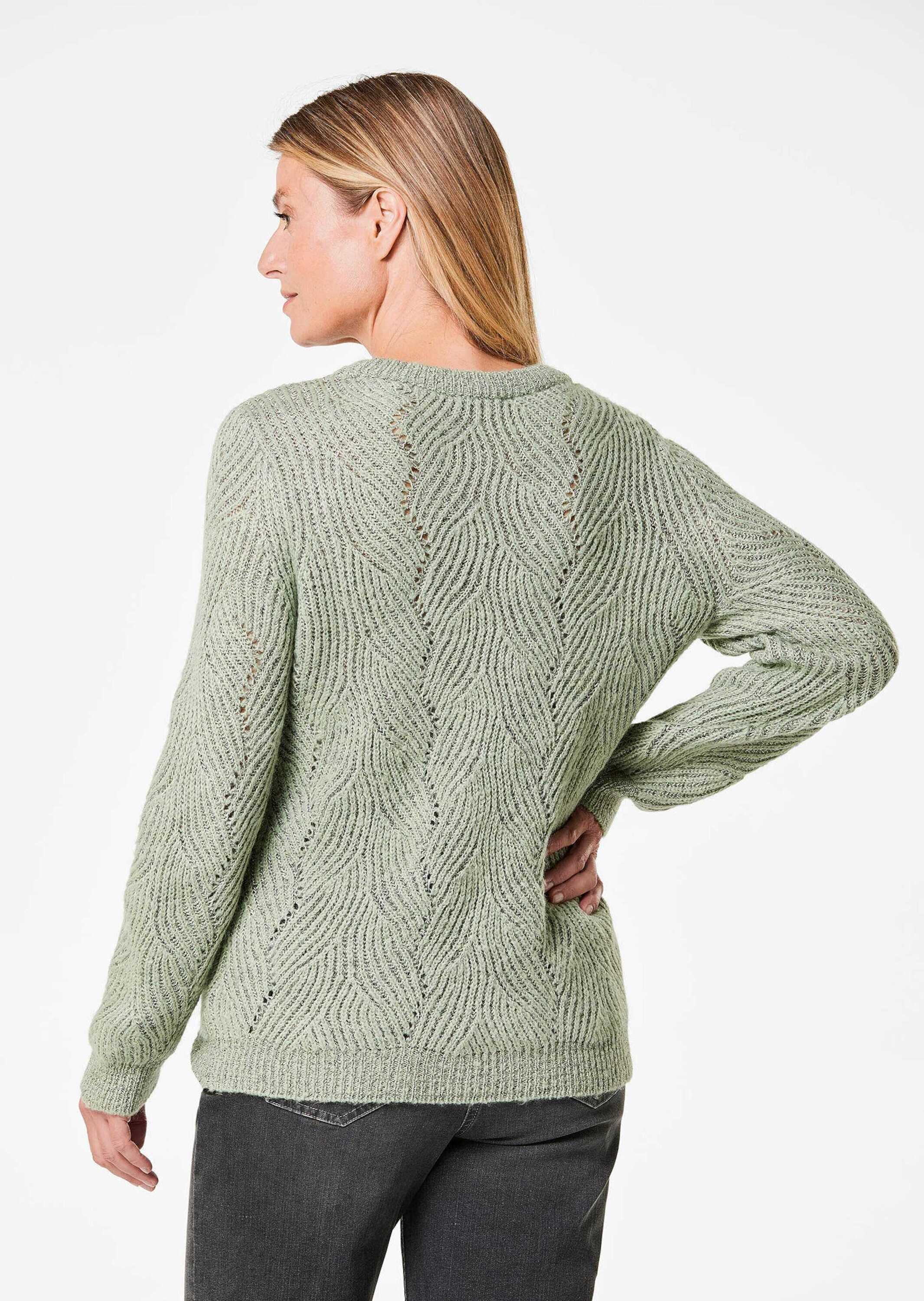 GOLDNER Strickpullover »Pullover in Rippenoptik und Ajourdetails«