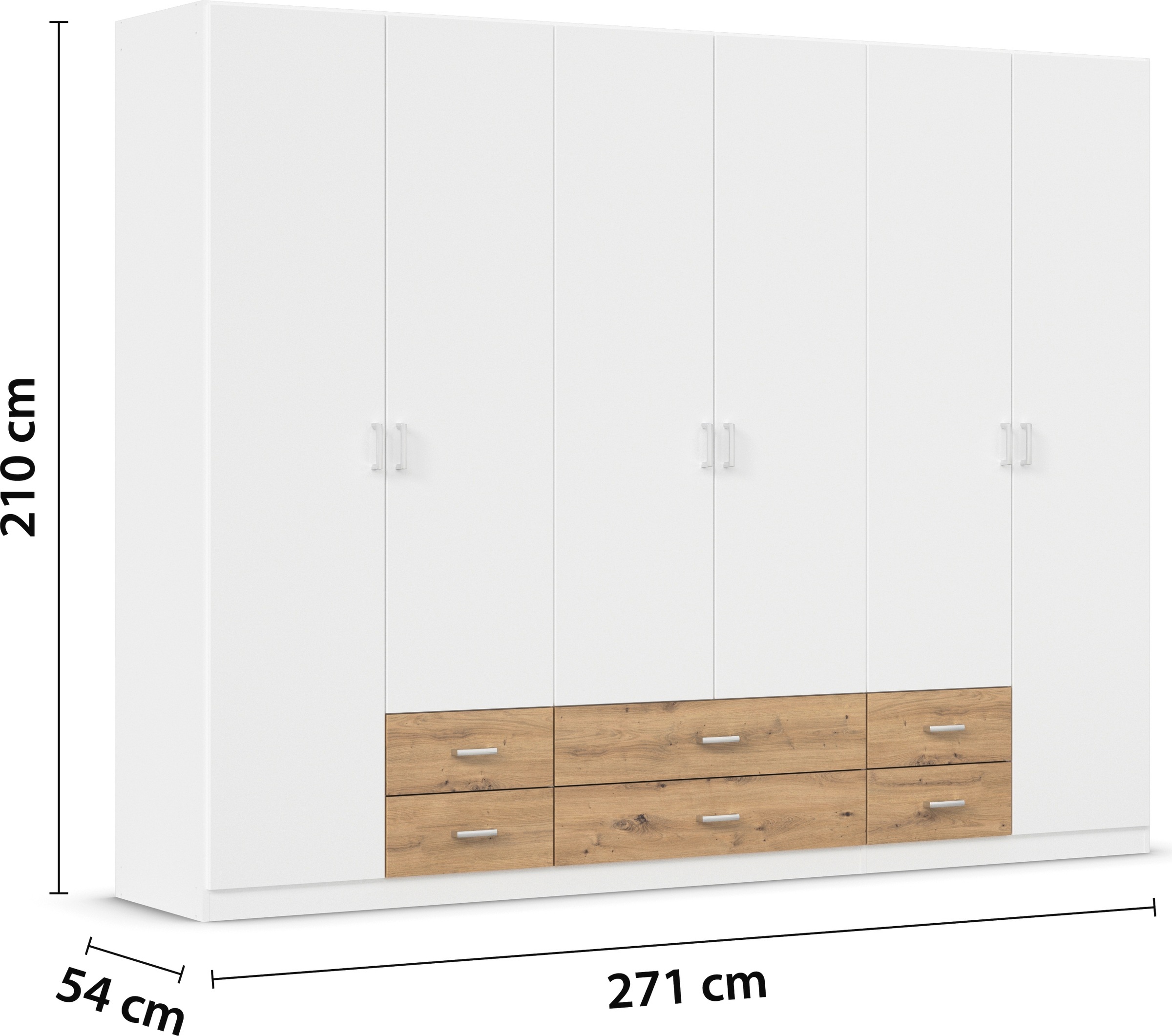 rauch Drehtürenschrank »Kleiderschrank Schrank Garderobe Wäscheschrank GAMMA in 3 Breiten«, mit 6 Schubladen, in schlichtem Design TOPSELLER MADE IN GERMANY