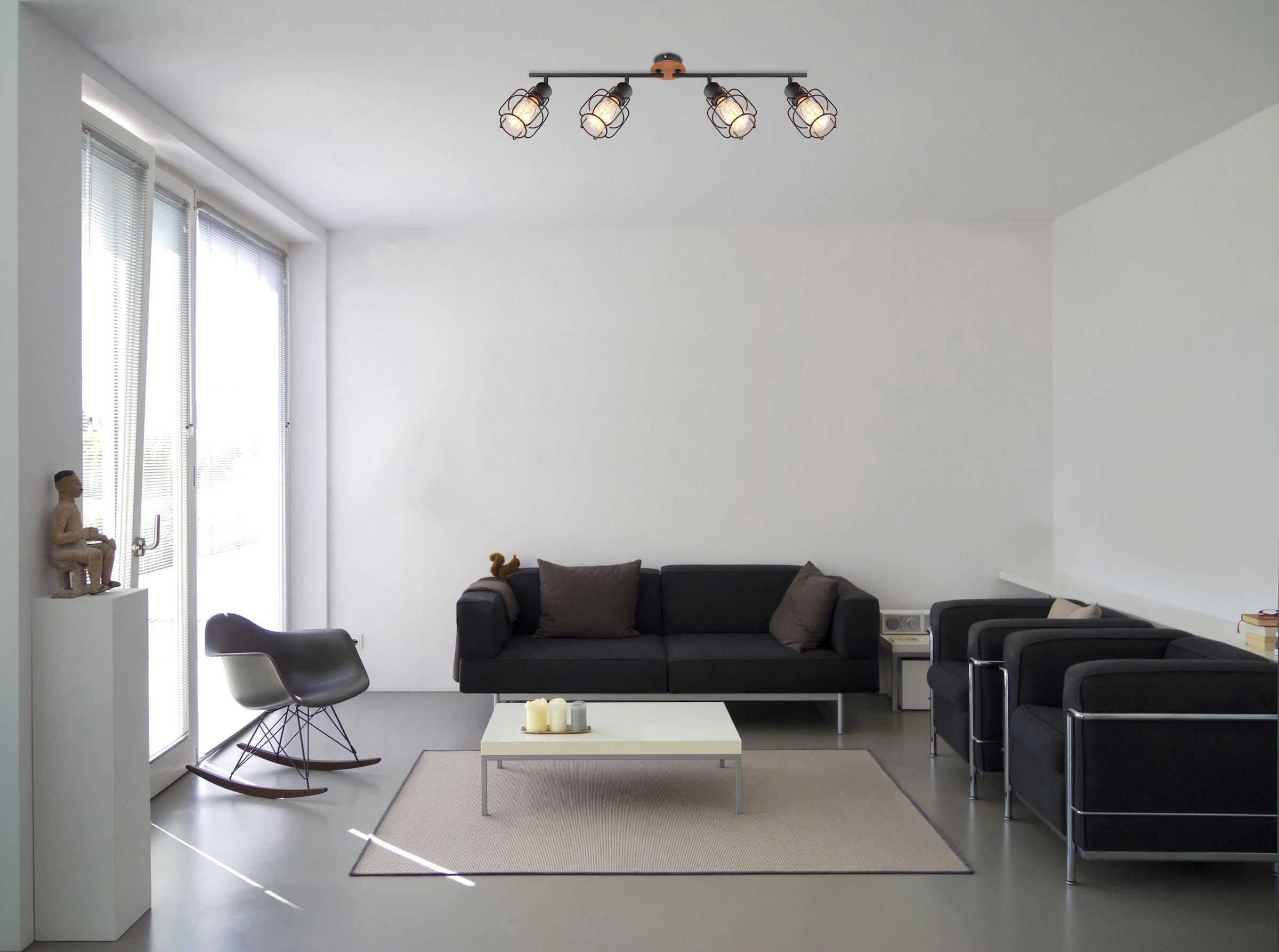 GLOBO LIGHTING Deckenstrahler »WILLA«, Leuchtmittel E27 | ohne Leuchtmittel, Deckenspot/Holz/schwarz/beweglich/Flur/Wohnzimmer/Schlafzimmer