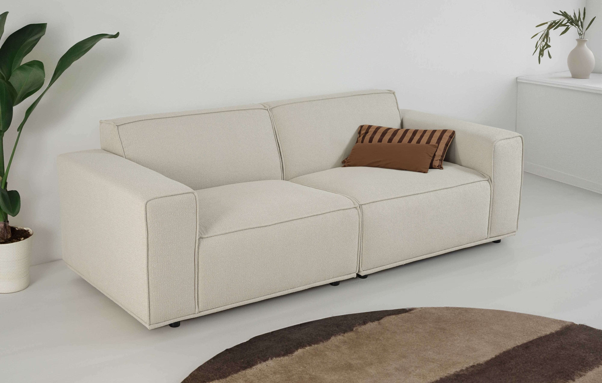Home affaire 3-Sitzer "Avelin, 228 cm, Chenille, Struktur-Boucle", mit Well günstig online kaufen