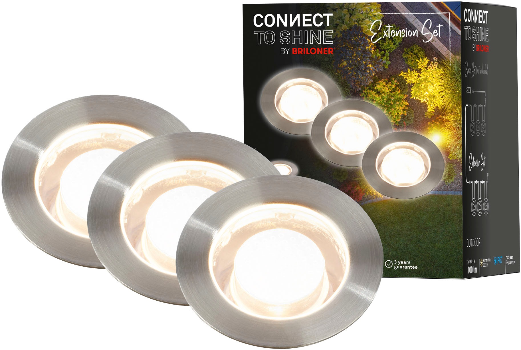 Briloner Leuchten LED-Gartenstrahler "TILIA", 3er Set, LED fest verbaut