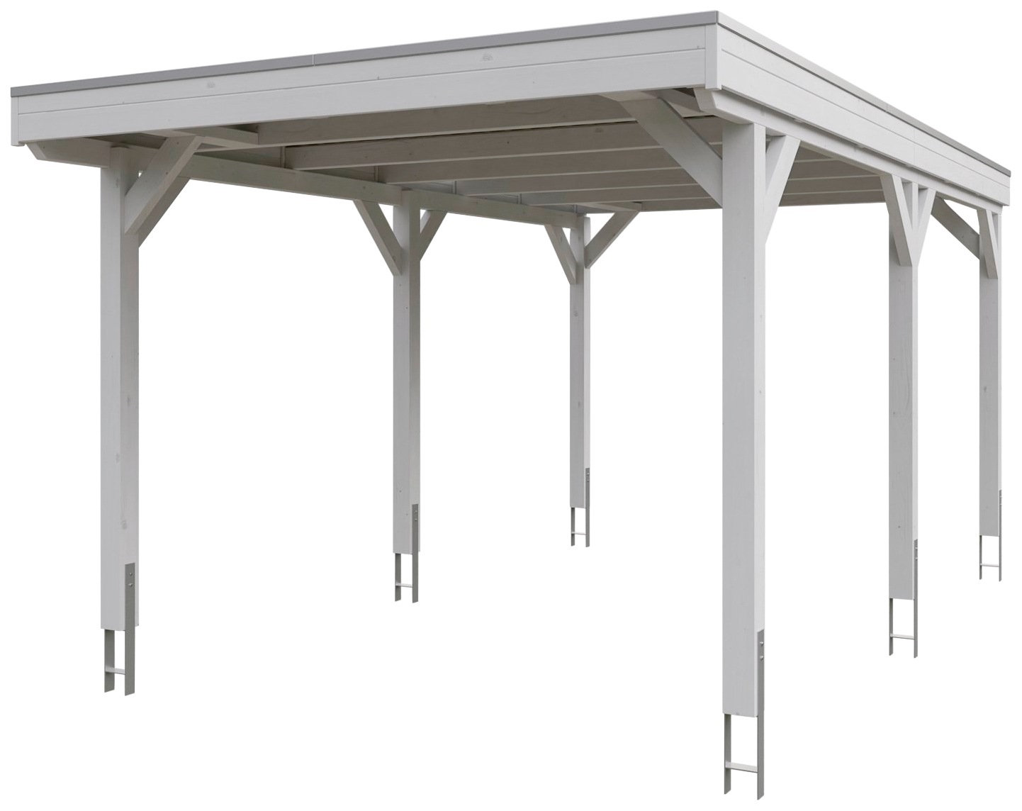 Skanholz Einzelcarport »Grunewald«, Leimholz-Nordisches Fichtenholz, weiß, mit Aluminiumdach