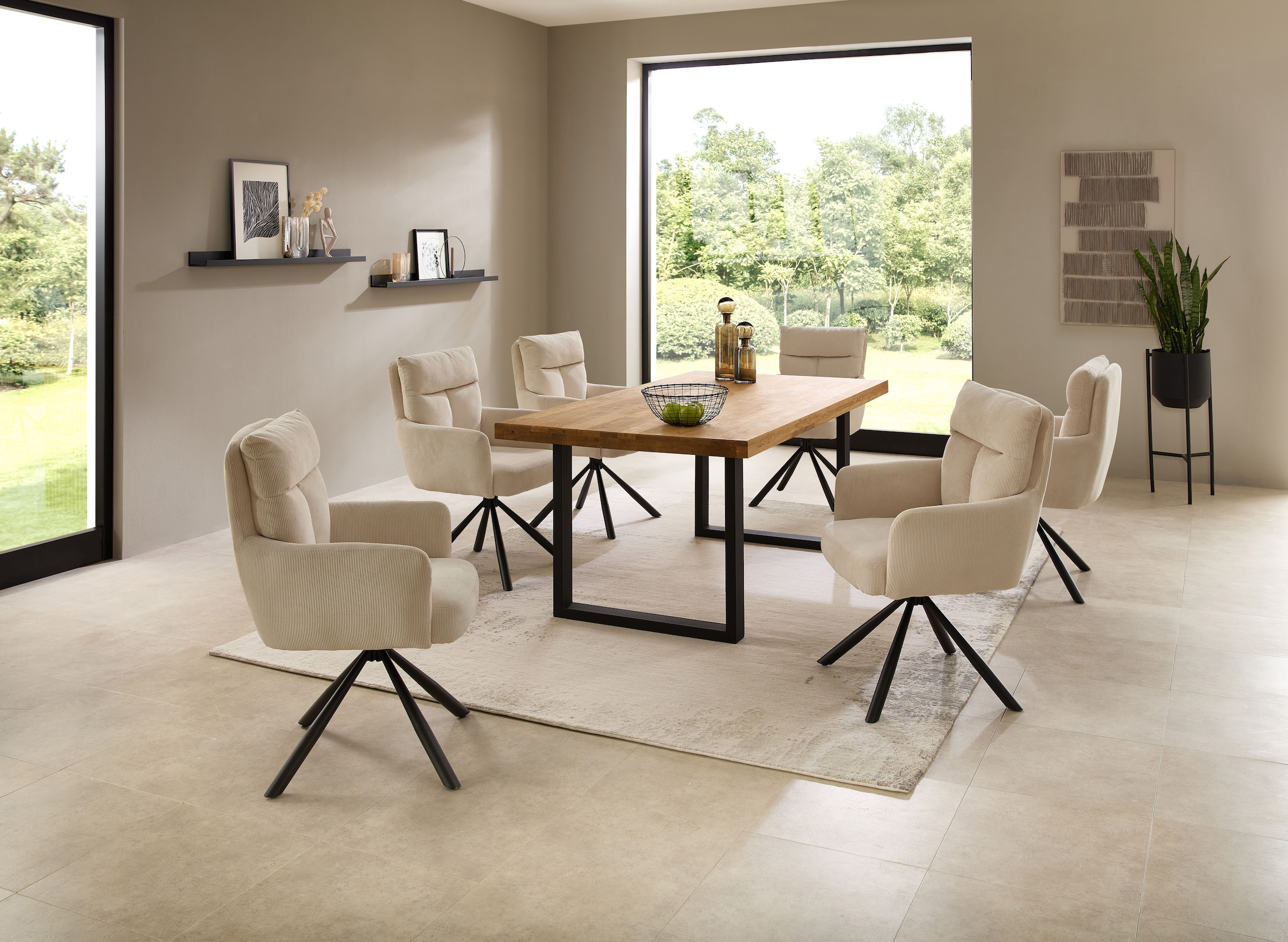 Stolkom Esstisch »Chris Esszimmertisch Eiche Massivholz, BxHxT 110x47x70 cm«, Gerade Kante, Industrial Style Eiche Massivholz