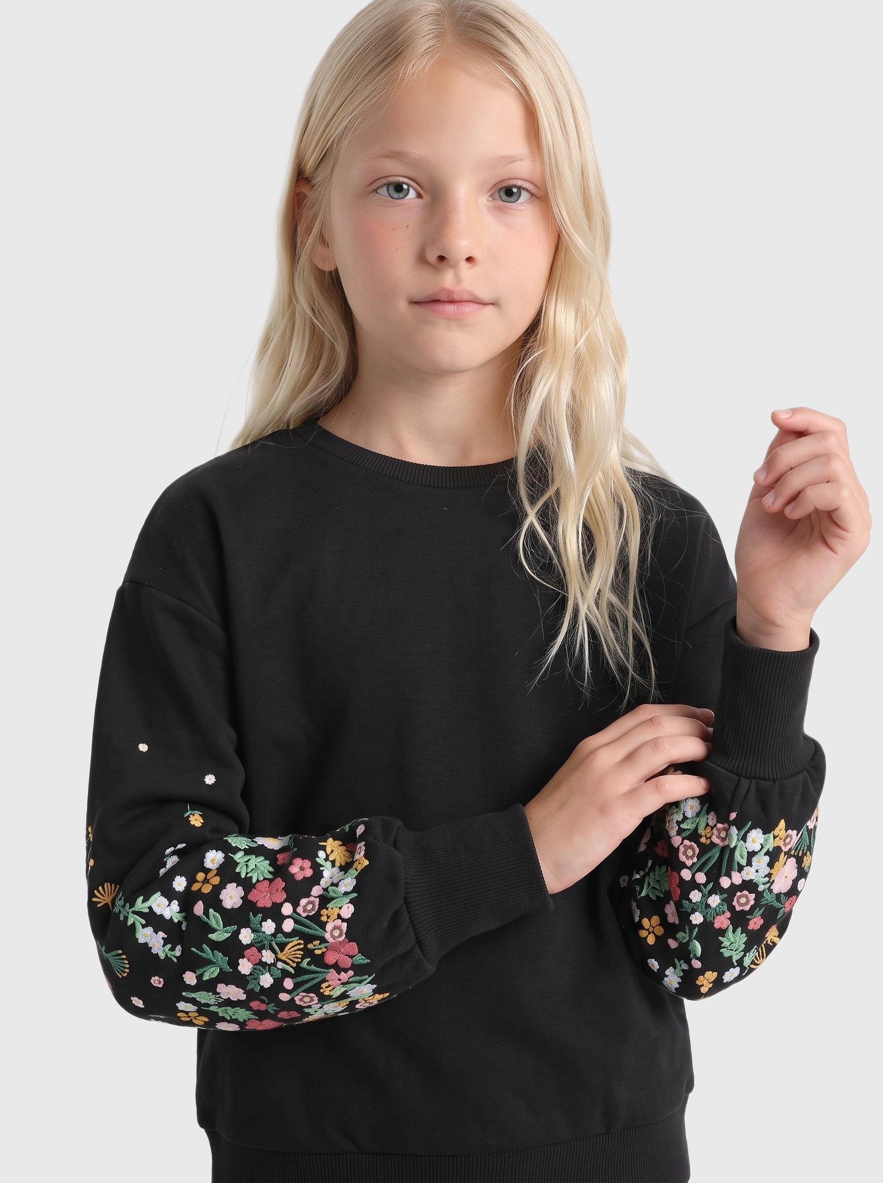 KIDS ONLY Sweatshirt »KOGBROOKE L/S O-NECK FLOWER SWT NOOS«, Baumwollmischung, regular fit
