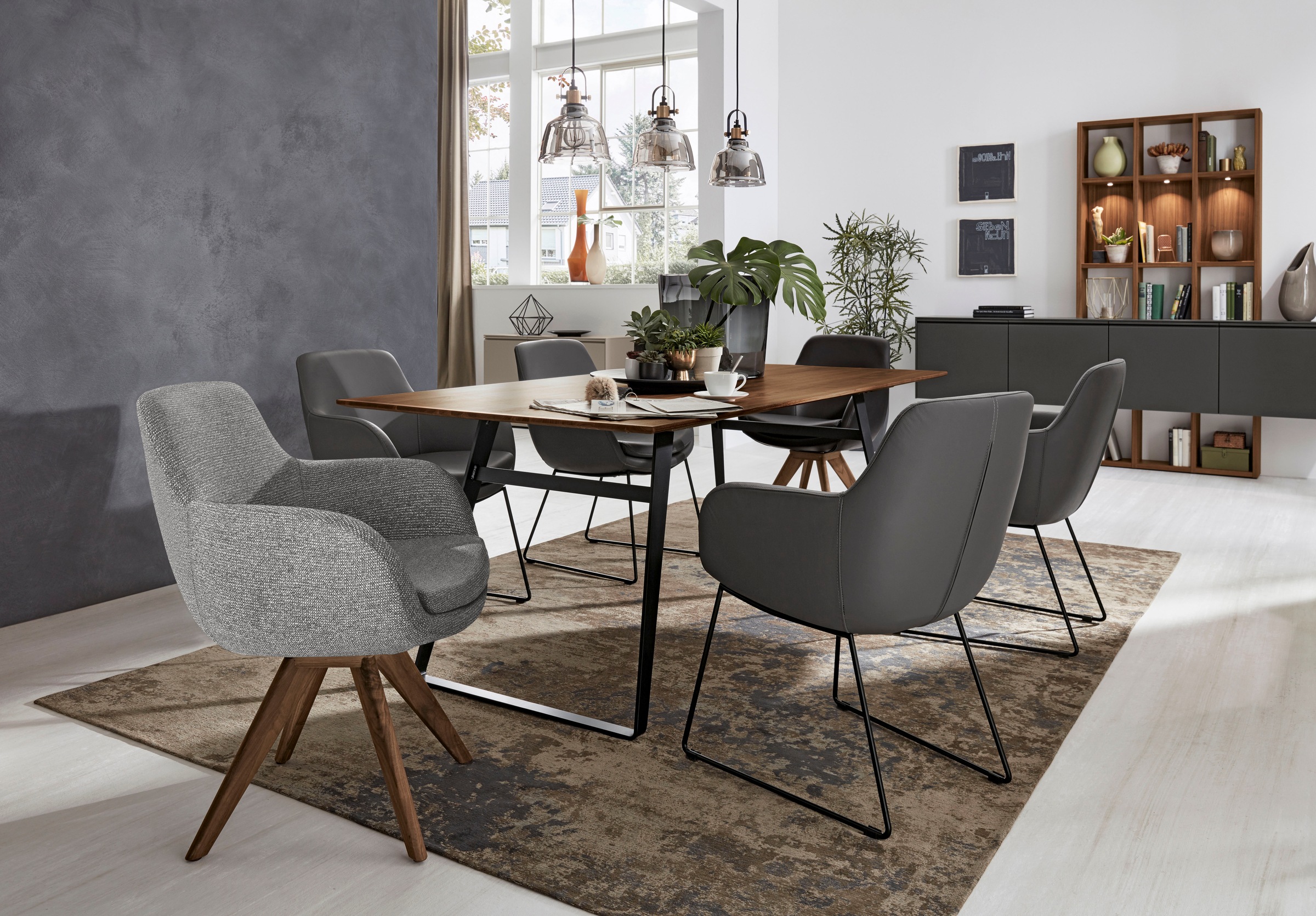 Musterring Esszimmerstuhl "Tavia", (Set), Chenille, Stativgestell Wildnussb günstig online kaufen
