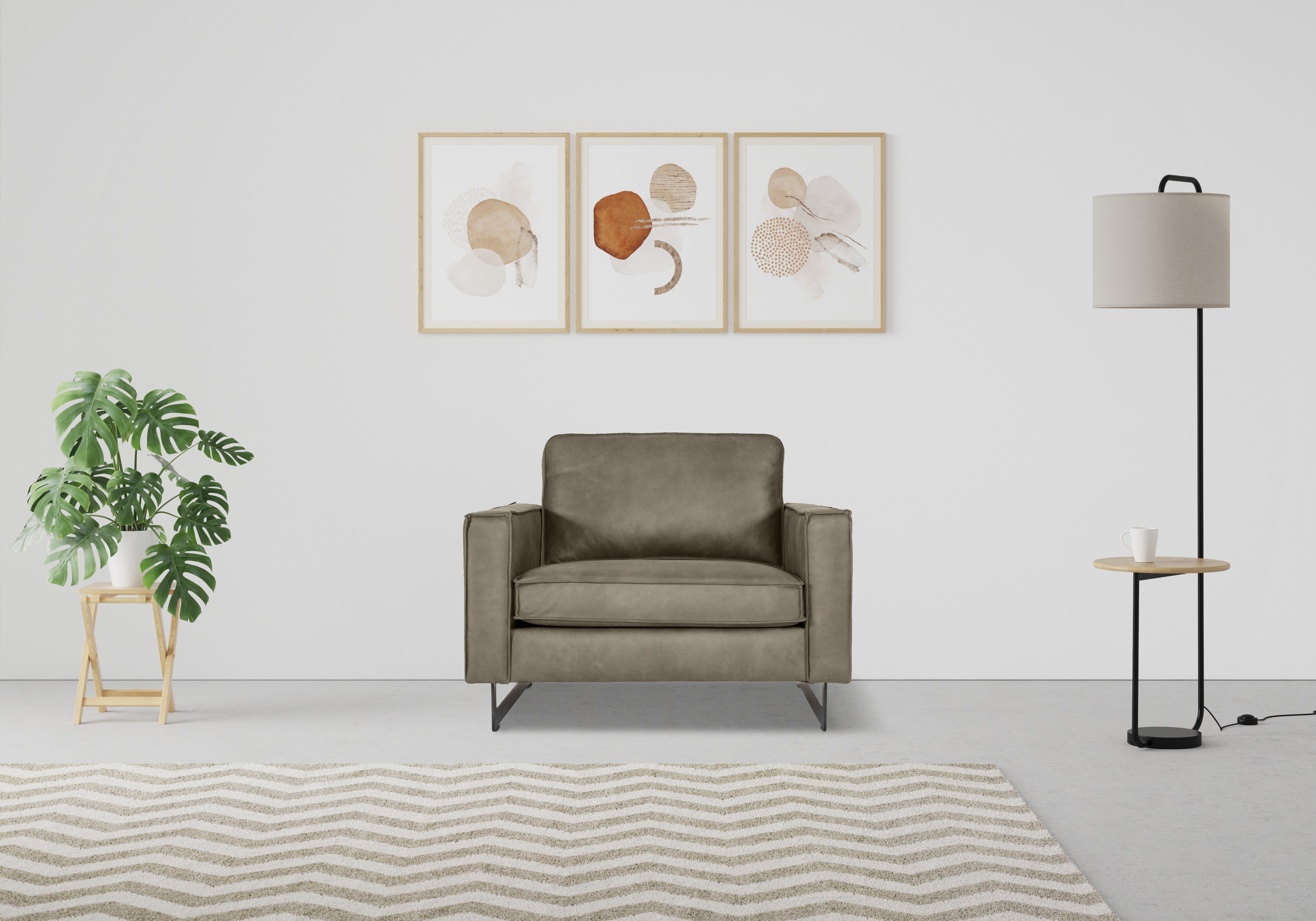OTTO home Loveseat "Pinto 105 cm, Cord, Chenille, Lederoptik" mit Keder, Metallfüßen und auch in Cord Bezug erhältlich