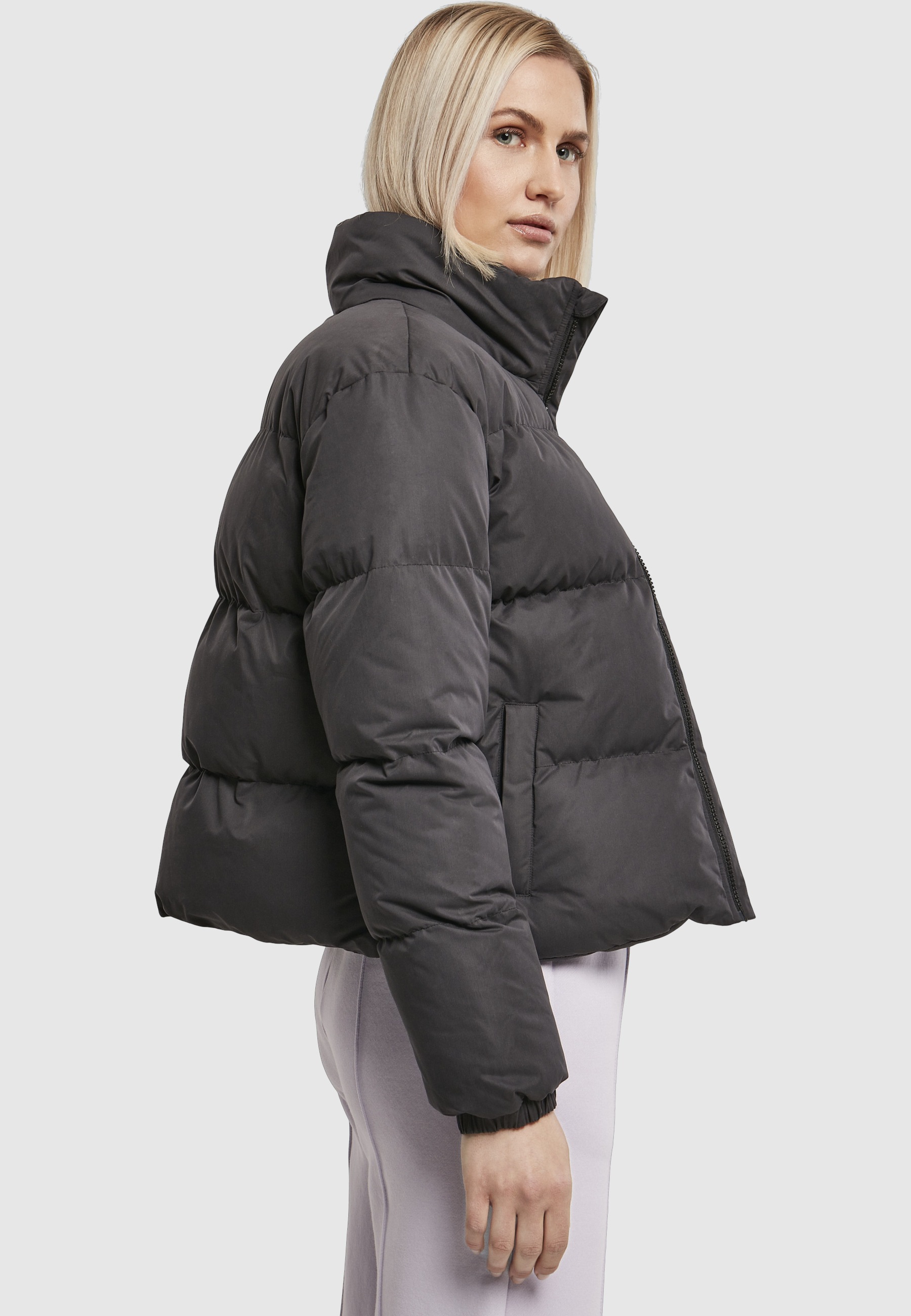 URBAN CLASSICS Winterjacke »Urban Classics Damen Ladies Short Peached Puffer Jacket« 1 Stk. tlg. ohne Kapuze