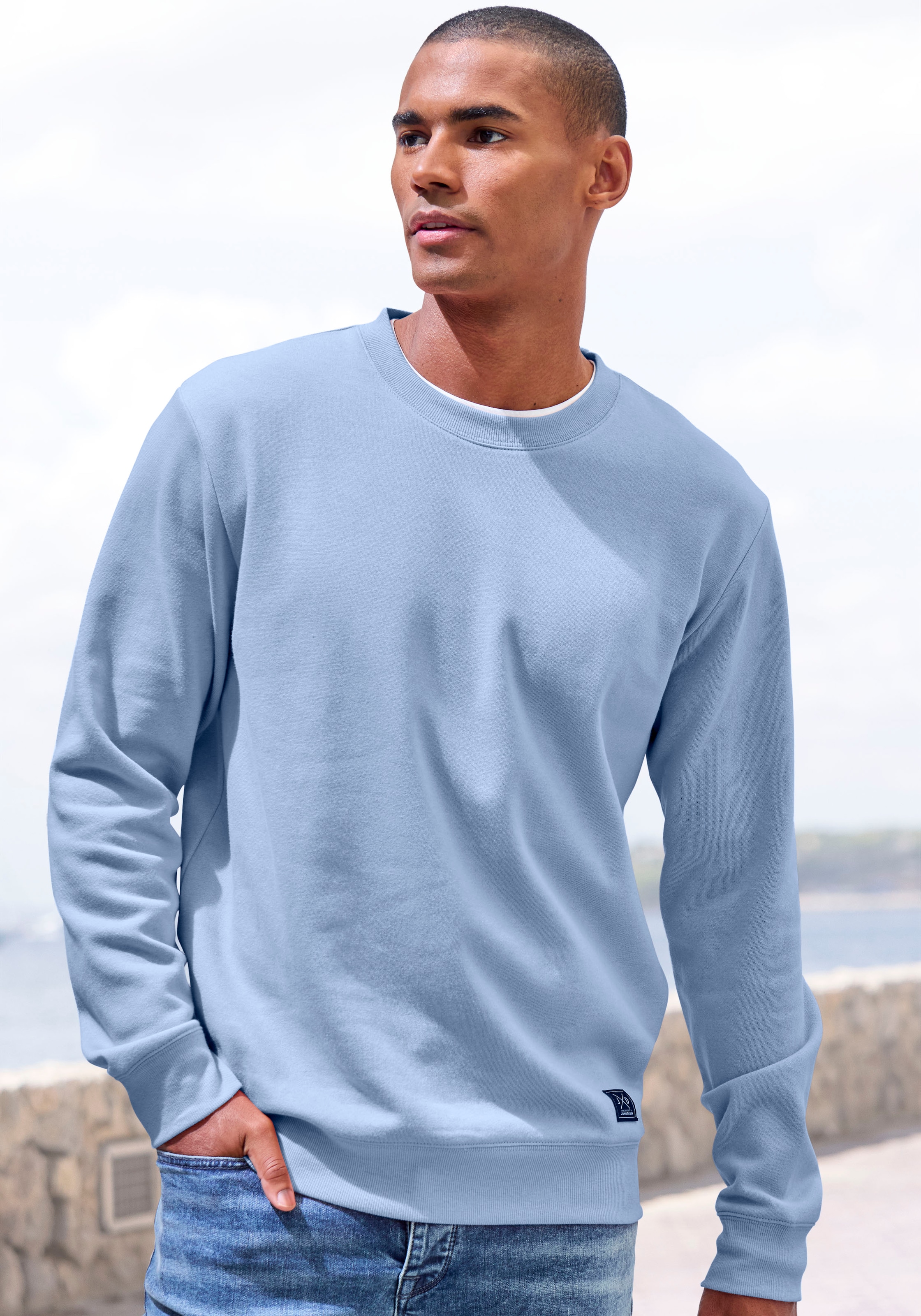 John Devin Sweatshirt, Langarm, Pullover mit Rundhals, Baumwollmischung