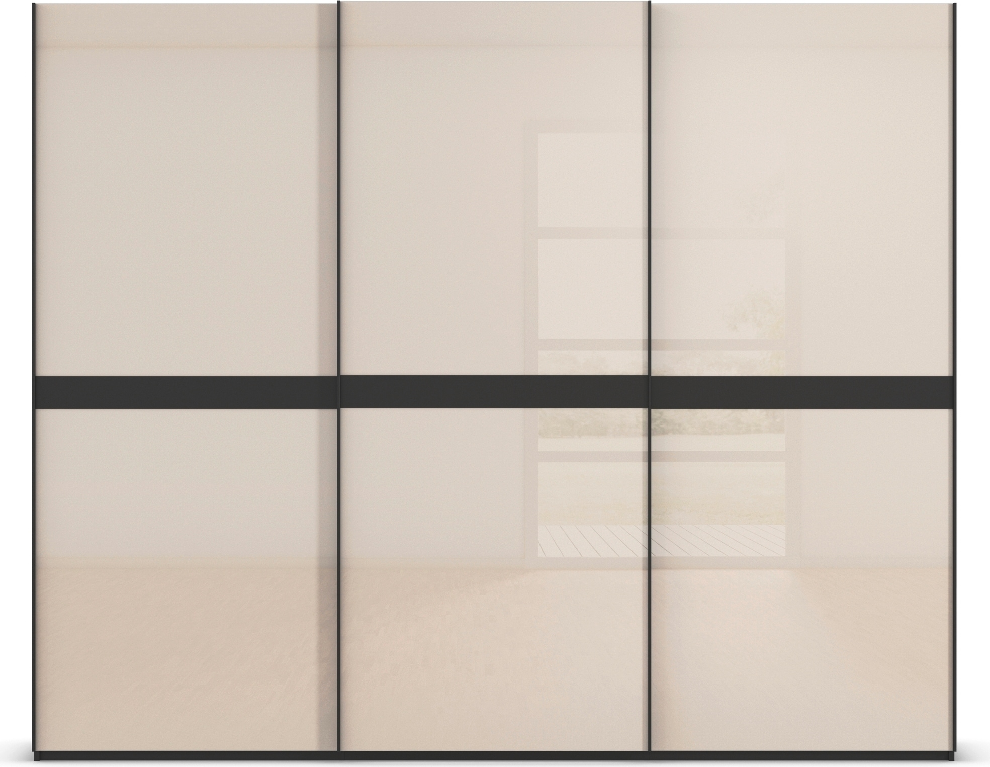 rauch Schwebetürenschrank »Kleiderschrank Schrank Garderobe Schlafzimmerschrank SCALE-LINE«, edle Optik mit Bauchbinde in Korpusfarbe mit Glasfront MADE IN GERMANY