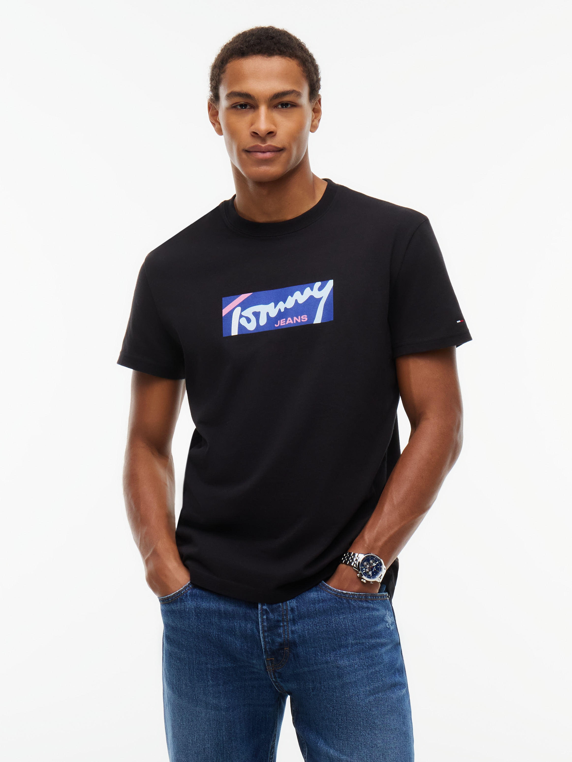Tommy Jeans T-Shirt "TJM REGULAR SIGNATURE" Print, Rundhals, normale Passform