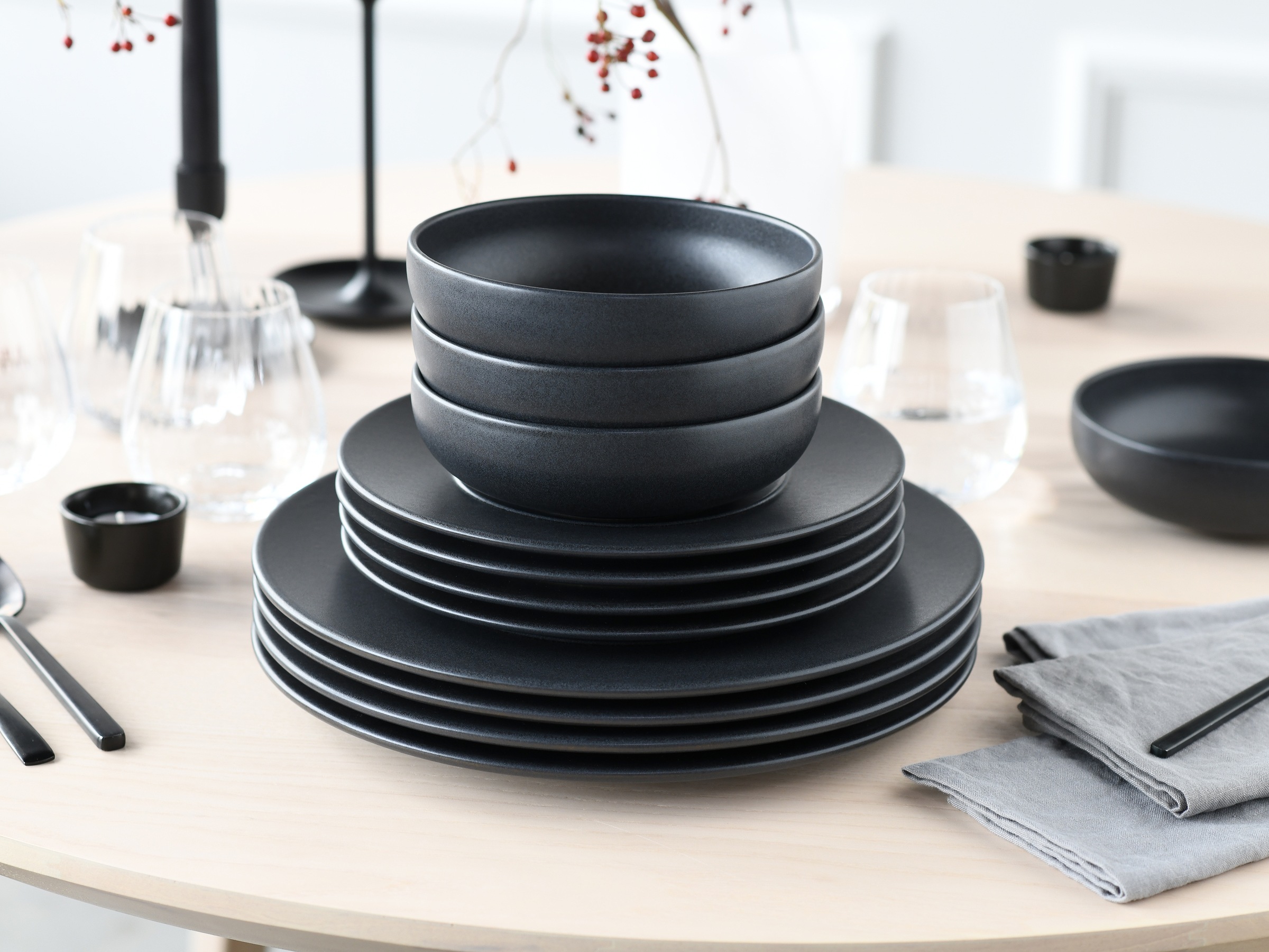 CreaTable Teller-Set »Unico, Teller Set, 12-tlg.« Eleganter Flair, Breite Fahne, Edel