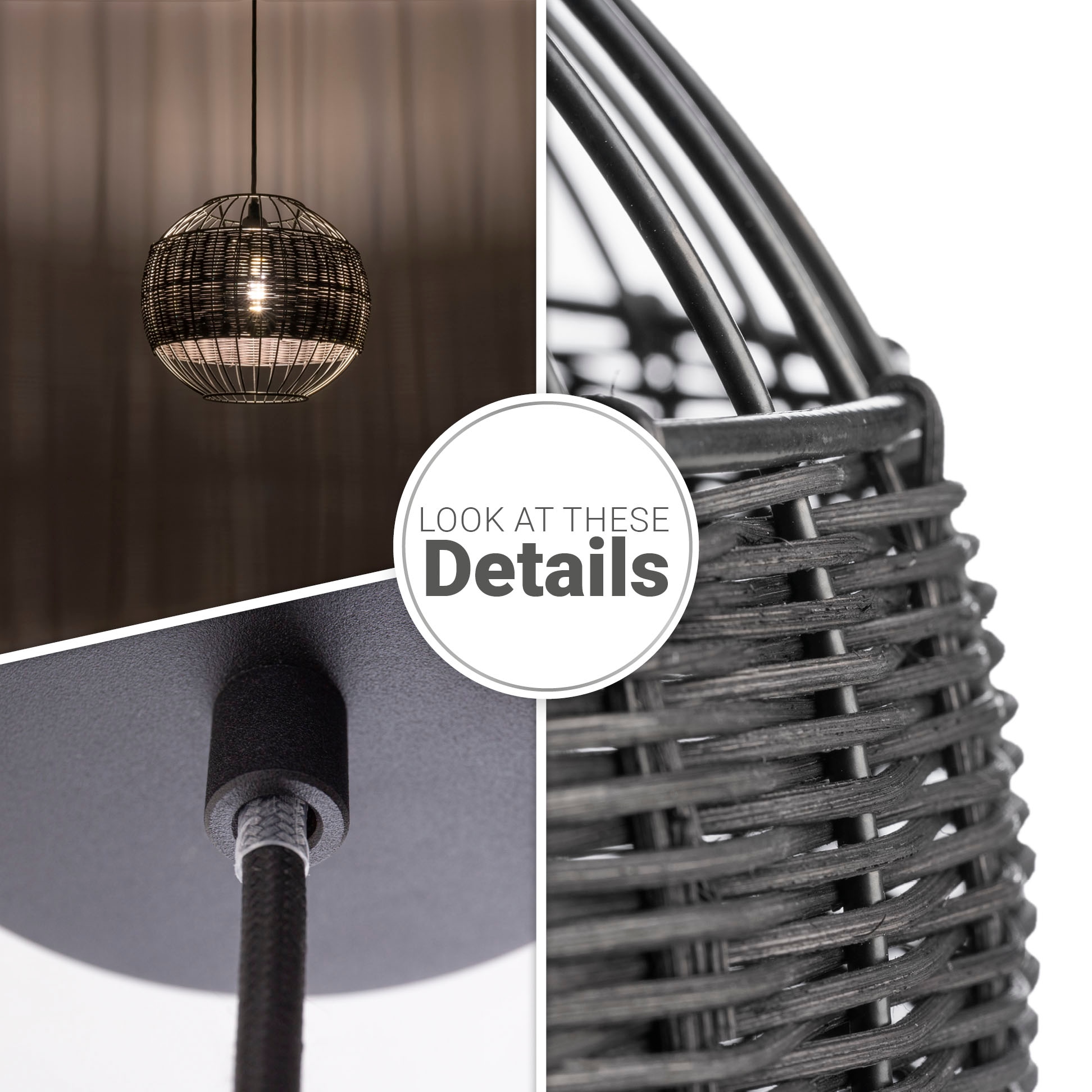 Paco Home Pendelleuchte »PUGLO«, Leuchtmittel E27 | ohne Leuchtmittel, Rattan Pendelleuchte Korb Lampe LED Rund Esstischlampe E27 Boho