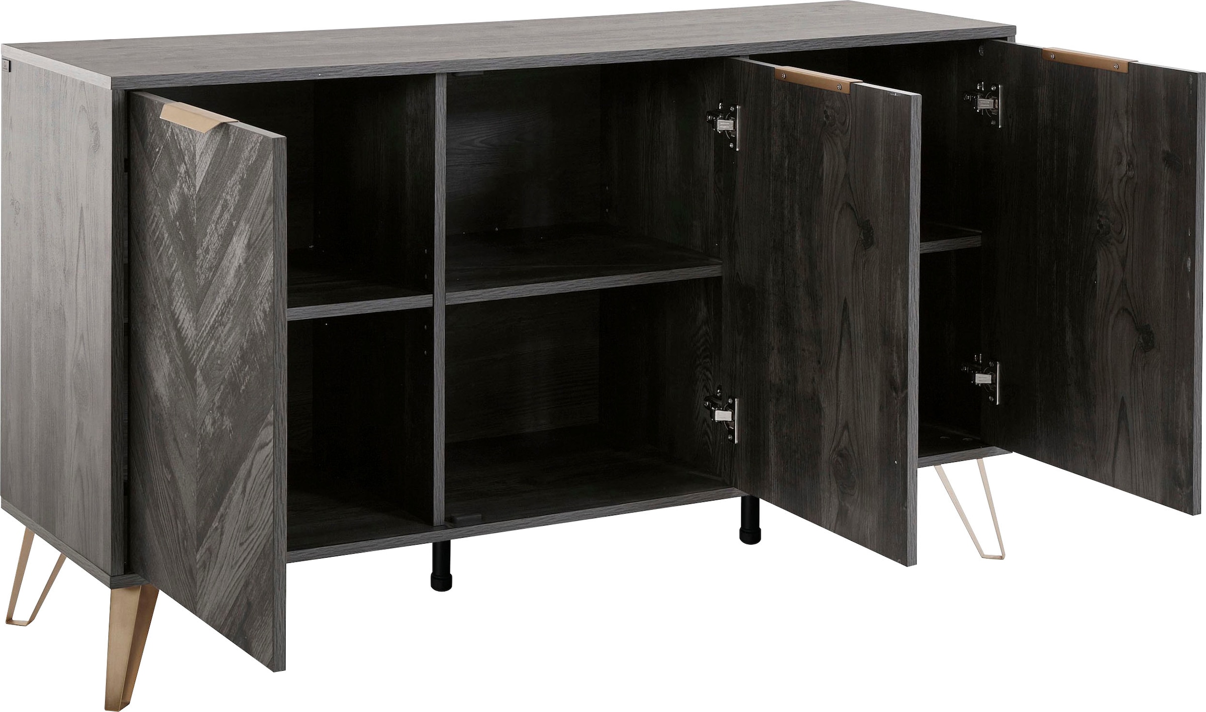 Leonique Sideboard »Nanterie«, aus einer edlen Holzoptik, exklusives Fischgrätenmuster, Breite 133 cm