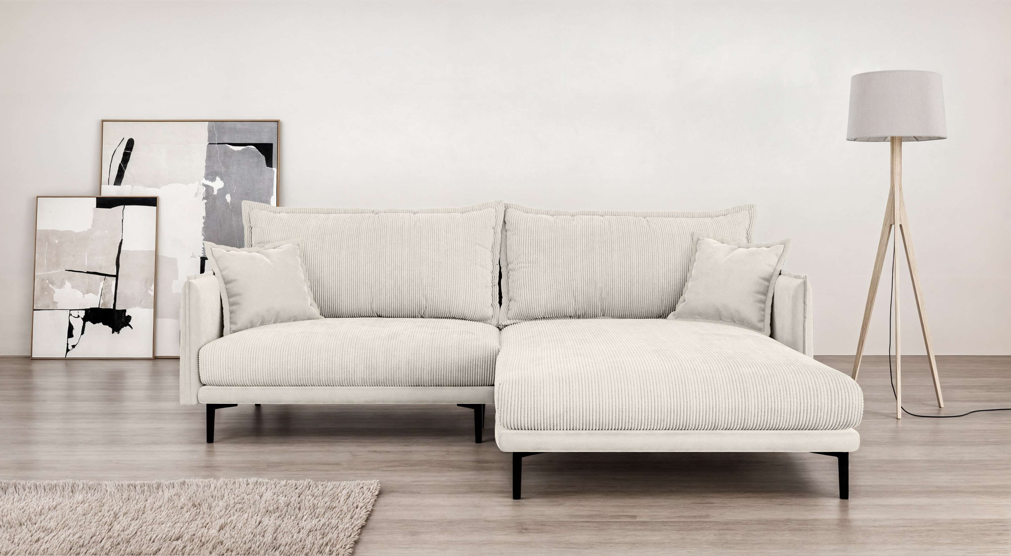 Home affaire Ecksofa "ALEXANDRIA mit Recamiere rechts oder links bestellbar, moderne Bezüge" L-Form mit Wellenunterfederung, Maße: B/H/T 246/86/190 cm