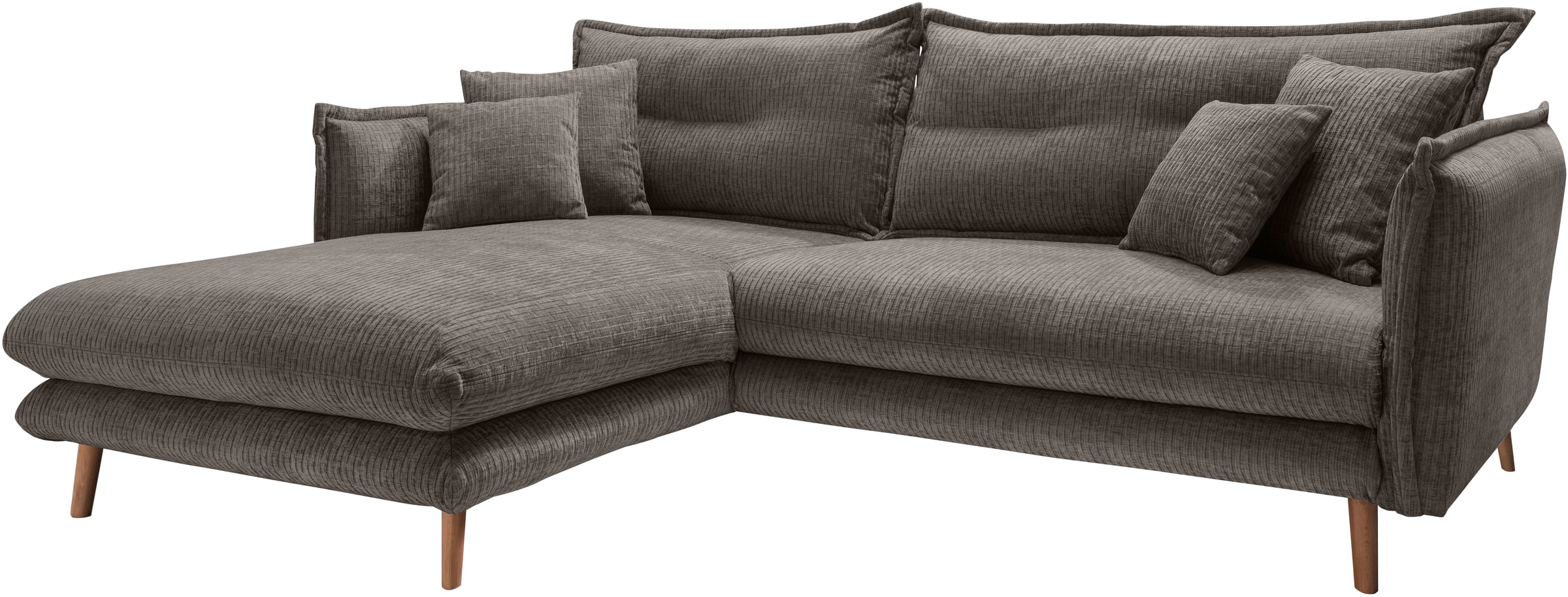INOSIGN Ecksofa »Lazio modern und bequem, schmale Armlehnen, tolle Detailverarbeitung«, zwei verschiedene Fußfarben wählbar