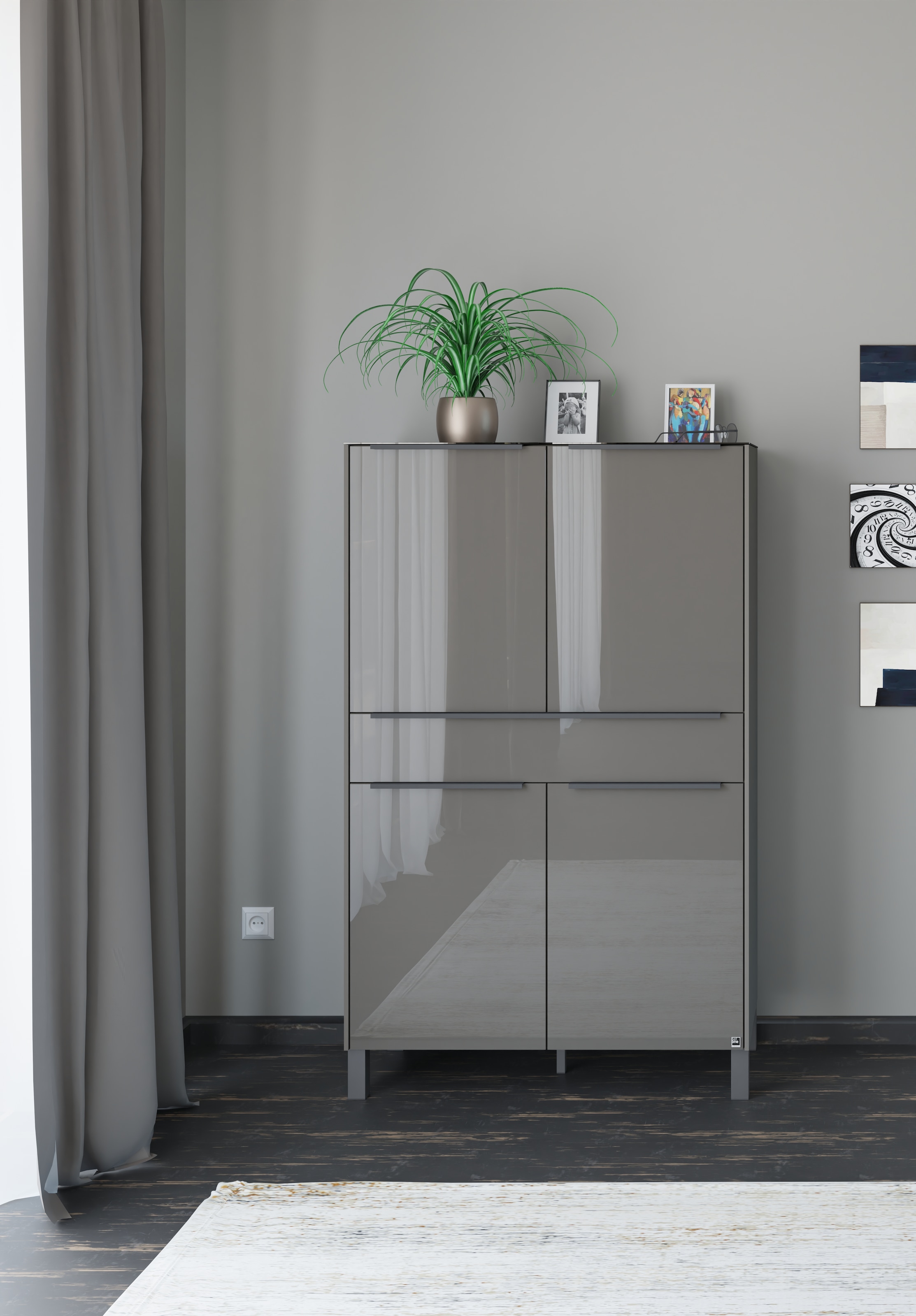set one by Musterring Highboard "Reno" 1 Stk. tlg. Mit Vierkantfuß in diversen Farben, 152 cm Höhe & Farbauswahl