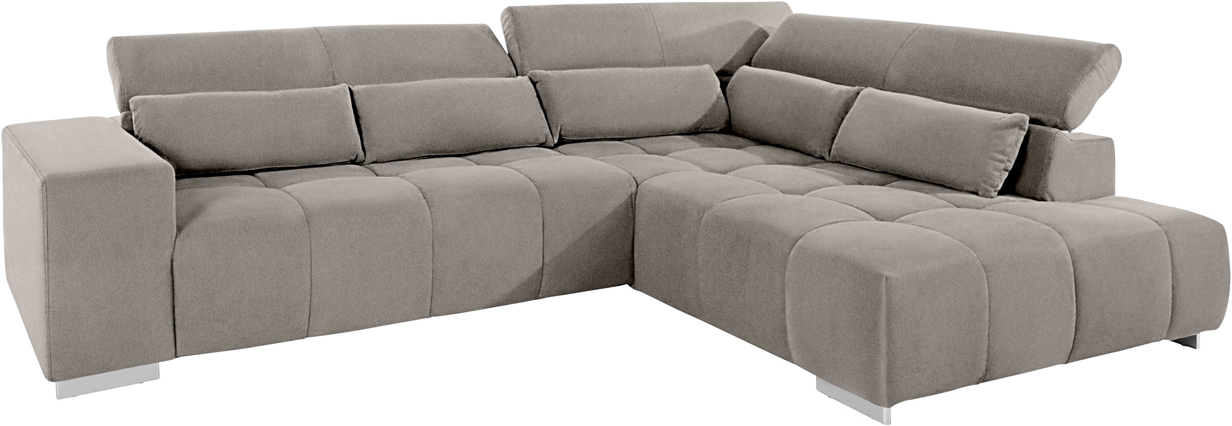 COTTA Ecksofa »Orion L-Form« mit Kopfteilverstellung & 5 Nierenkissen