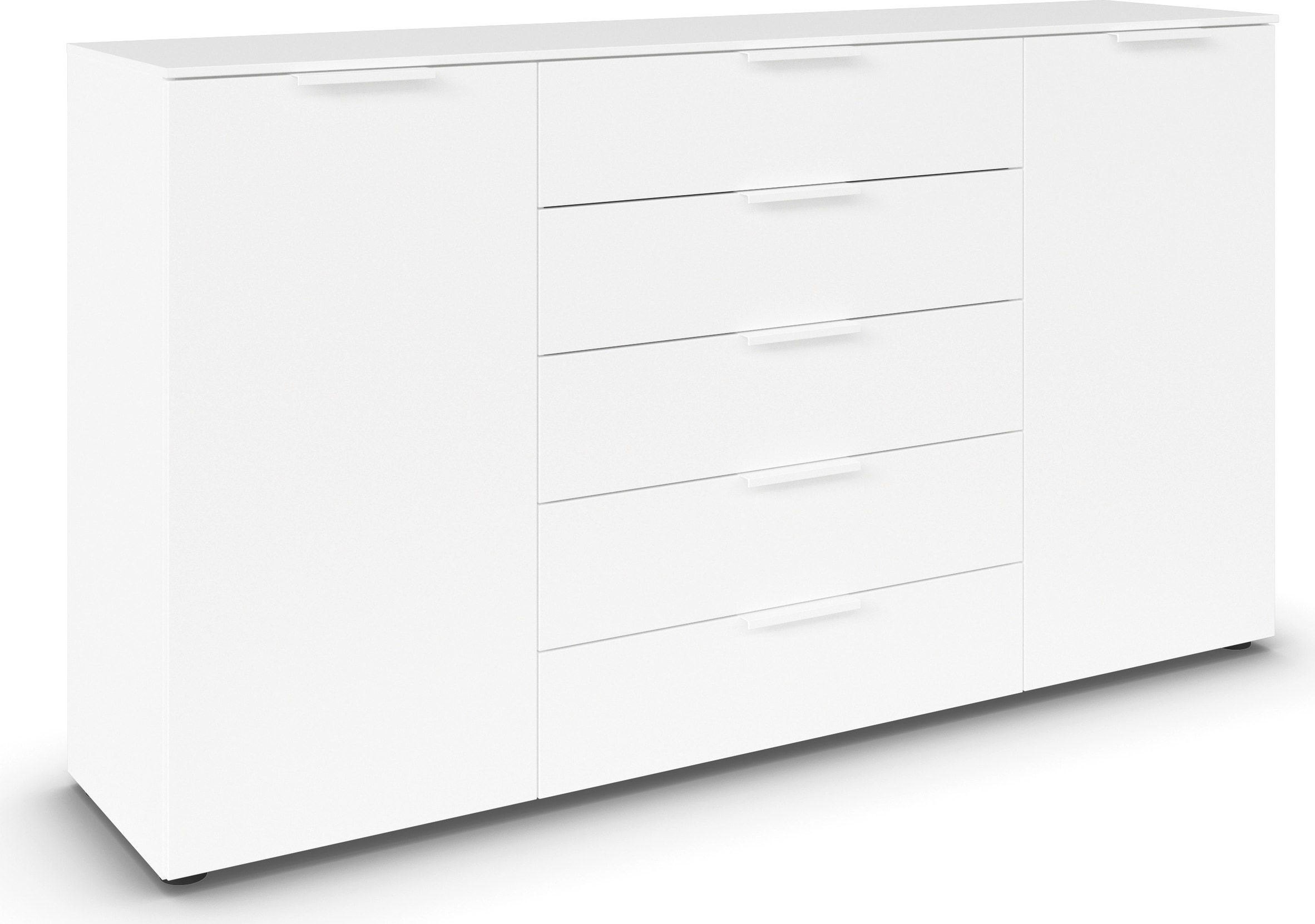 rauch Schubkastenkommode "Flipp Schubladenkommode Wäscheschrank Schrank" Breite 160/180 cm mit 4 Einlegeböden, 2-türig mit 5 Schubladen und Soft-Close-Funktion in zwei Breiten