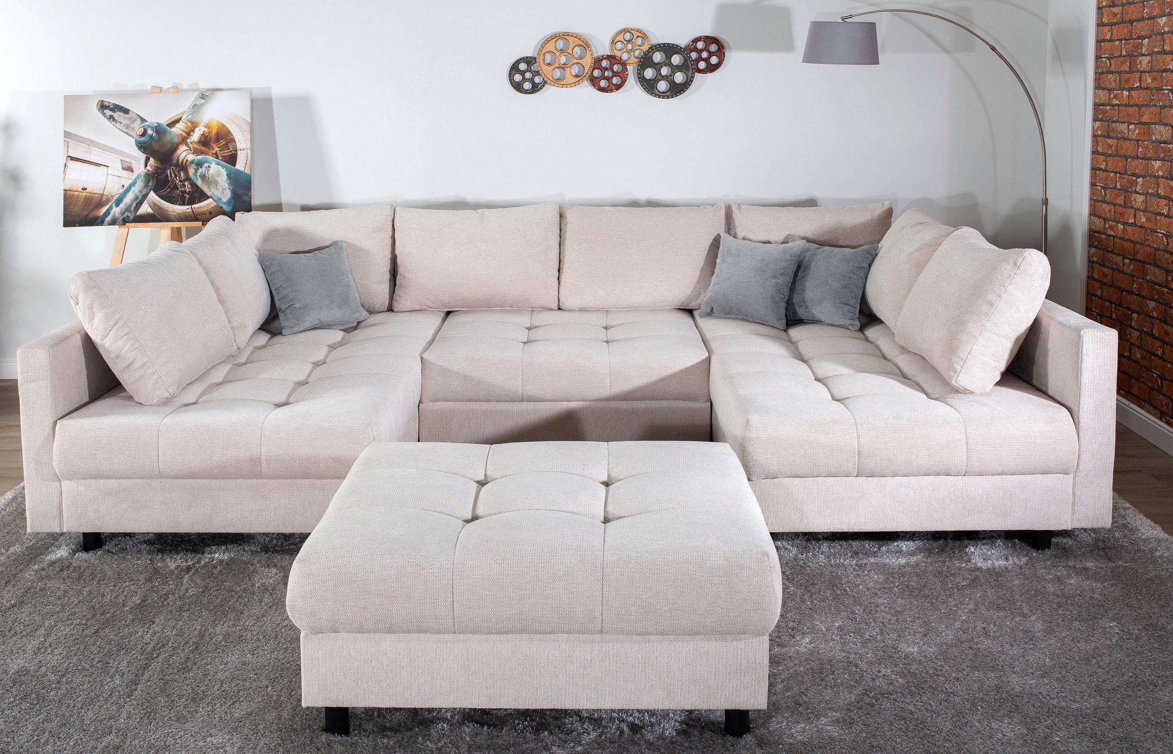 Home affaire Wohnlandschaft "Toni U-Form, B: 298 cm" mit zwei gleich großen günstig online kaufen