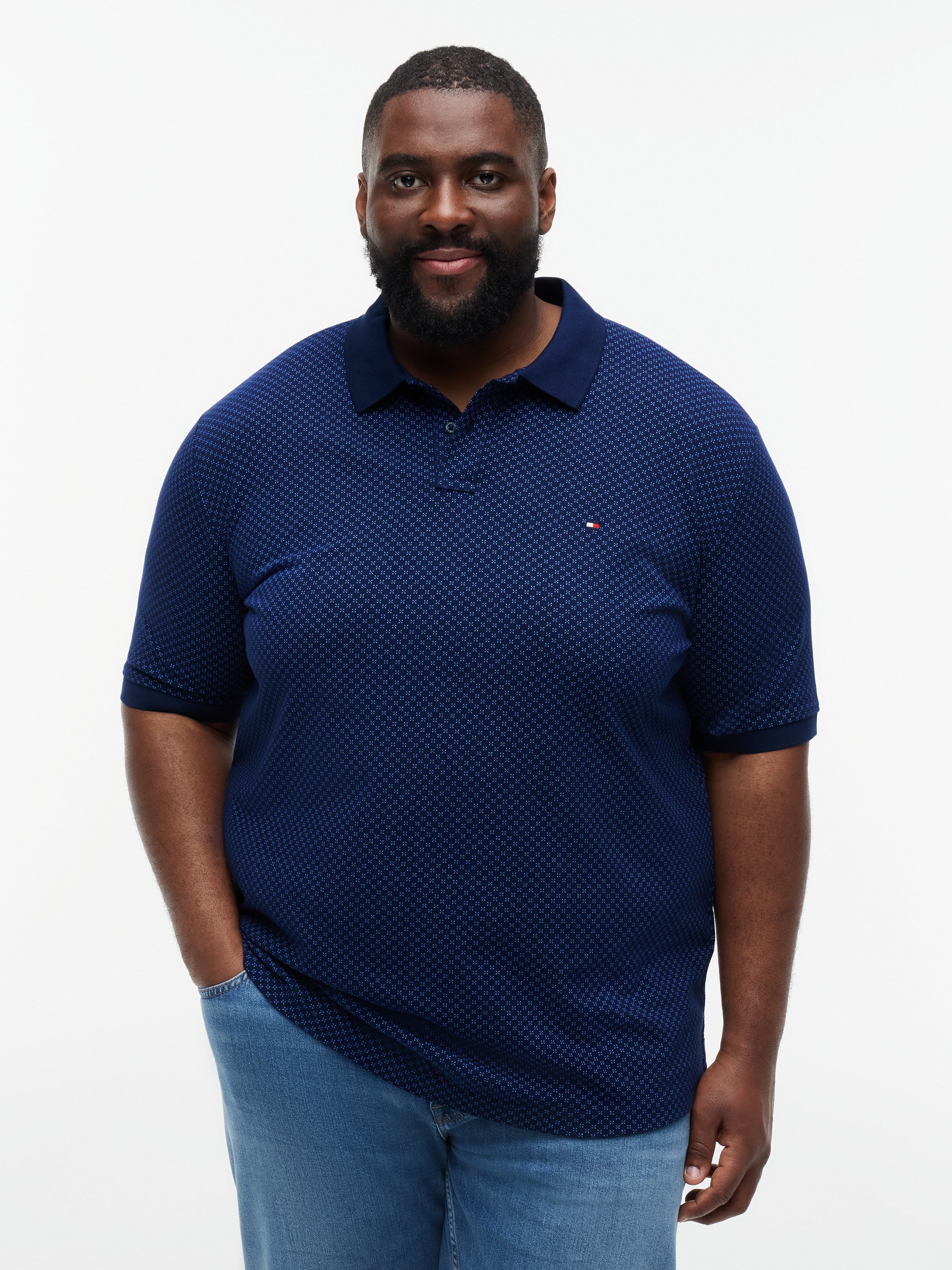 Tommy Hilfiger Big & Tall Poloshirt "BT-MICROPRINT PIQUE REGULAR" mit geometrischem Muster, Große Größen