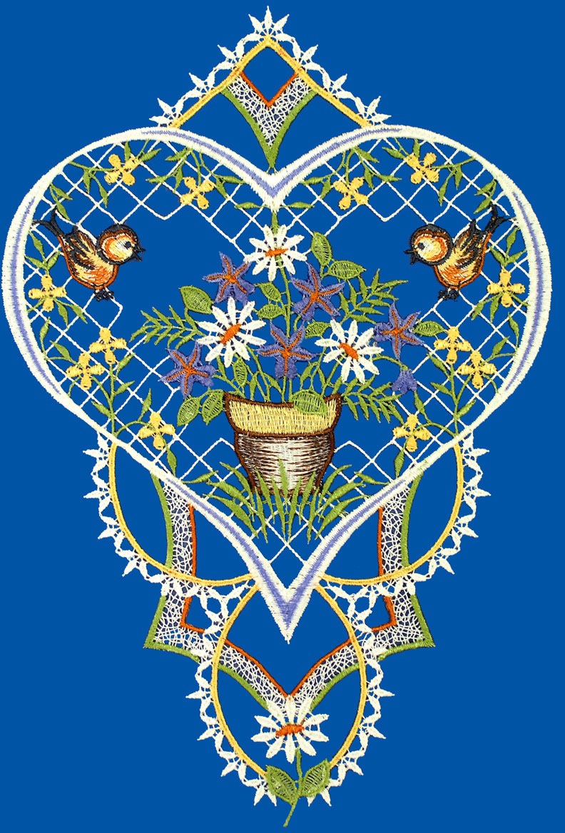 W. Reuter & Sohn - Plauener Spitze Fensterbild "Fensterbild "Blumenherz" fa günstig online kaufen