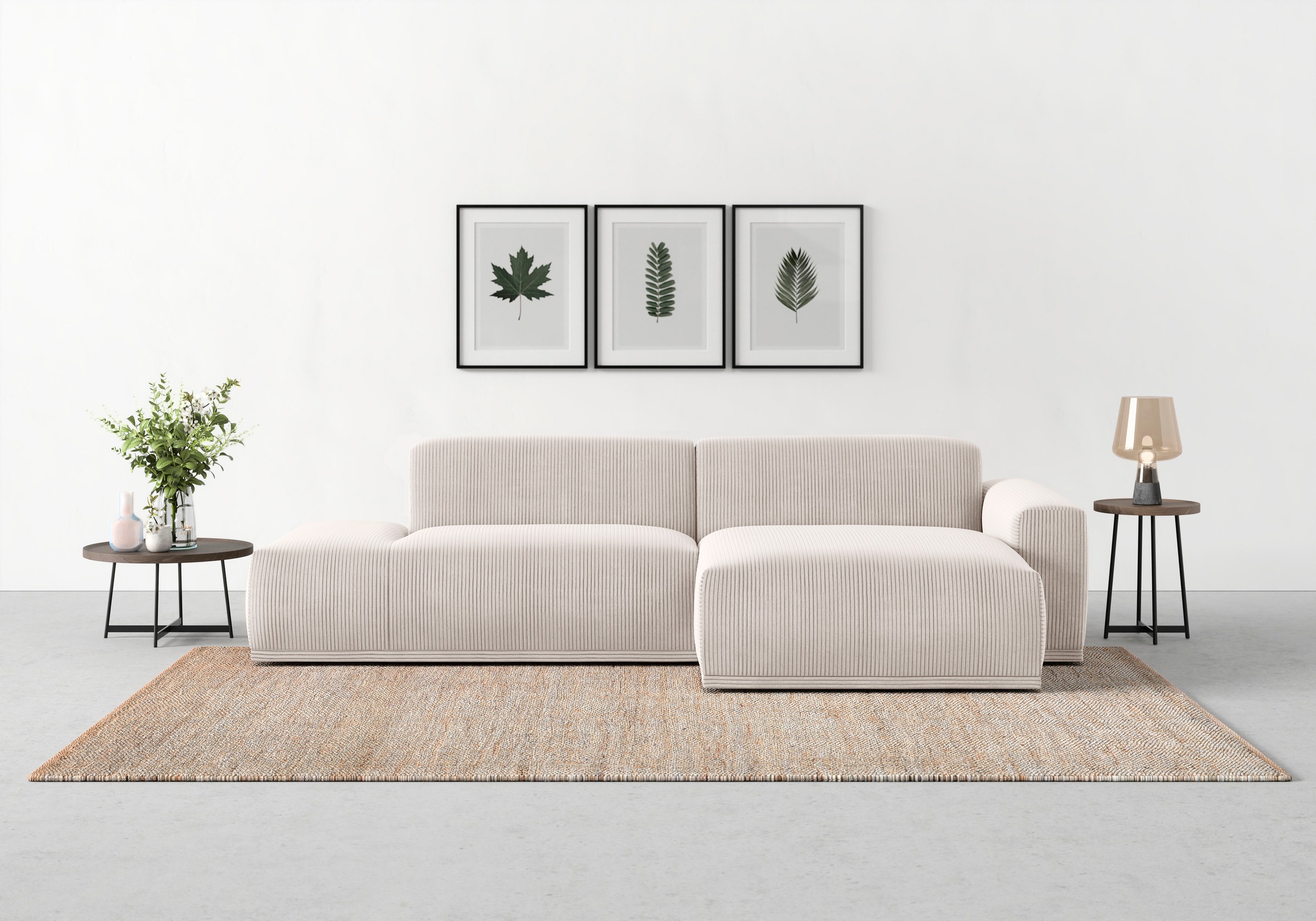 TRENDMANUFAKTUR Ecksofa "Braga, mit hochwertigem Kaltschaum, L-Form, Japandi-Design" modernes Sofa, Couch mit hohem Sitzkomfort, 275/72/160 cm (B/H/T)