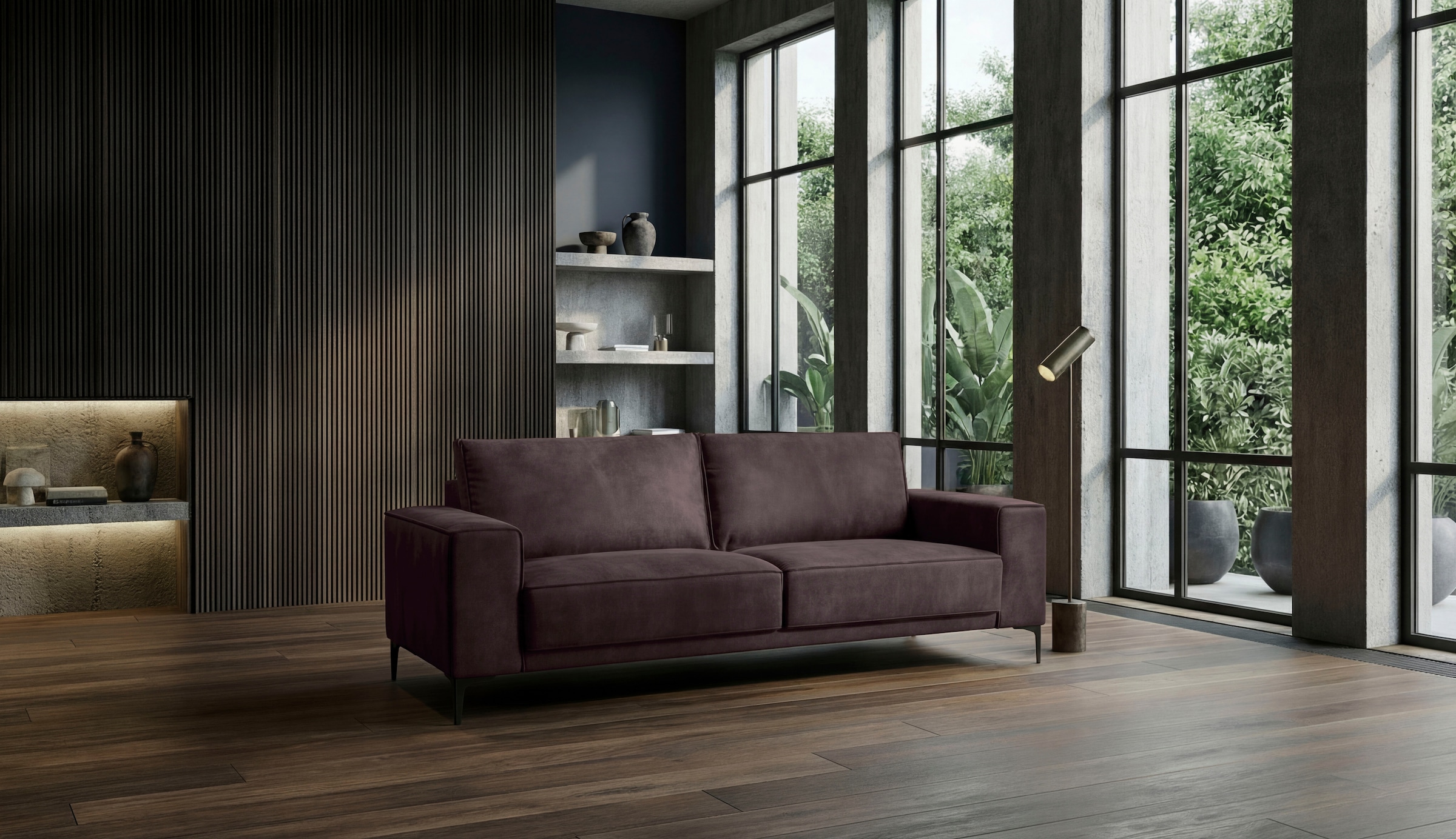 OTTO home 3-Sitzer »OLAND Luxus-Microfaser, Sofa, B: 224 cm, Skandi-Design« Struktur, Flachgewebe, Luxus-Microfaser, Boucle