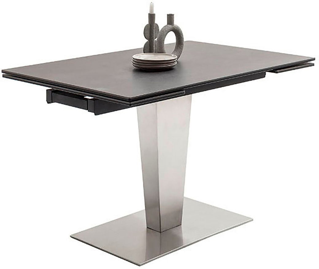 MCA furniture Esstisch »PESARO Auszugstisch mit Säule 120-180 cm«, (Einzelstück), Keramik,Edelstahl,Stirnauszug,ausziehbar,Tischplatte 14 mm