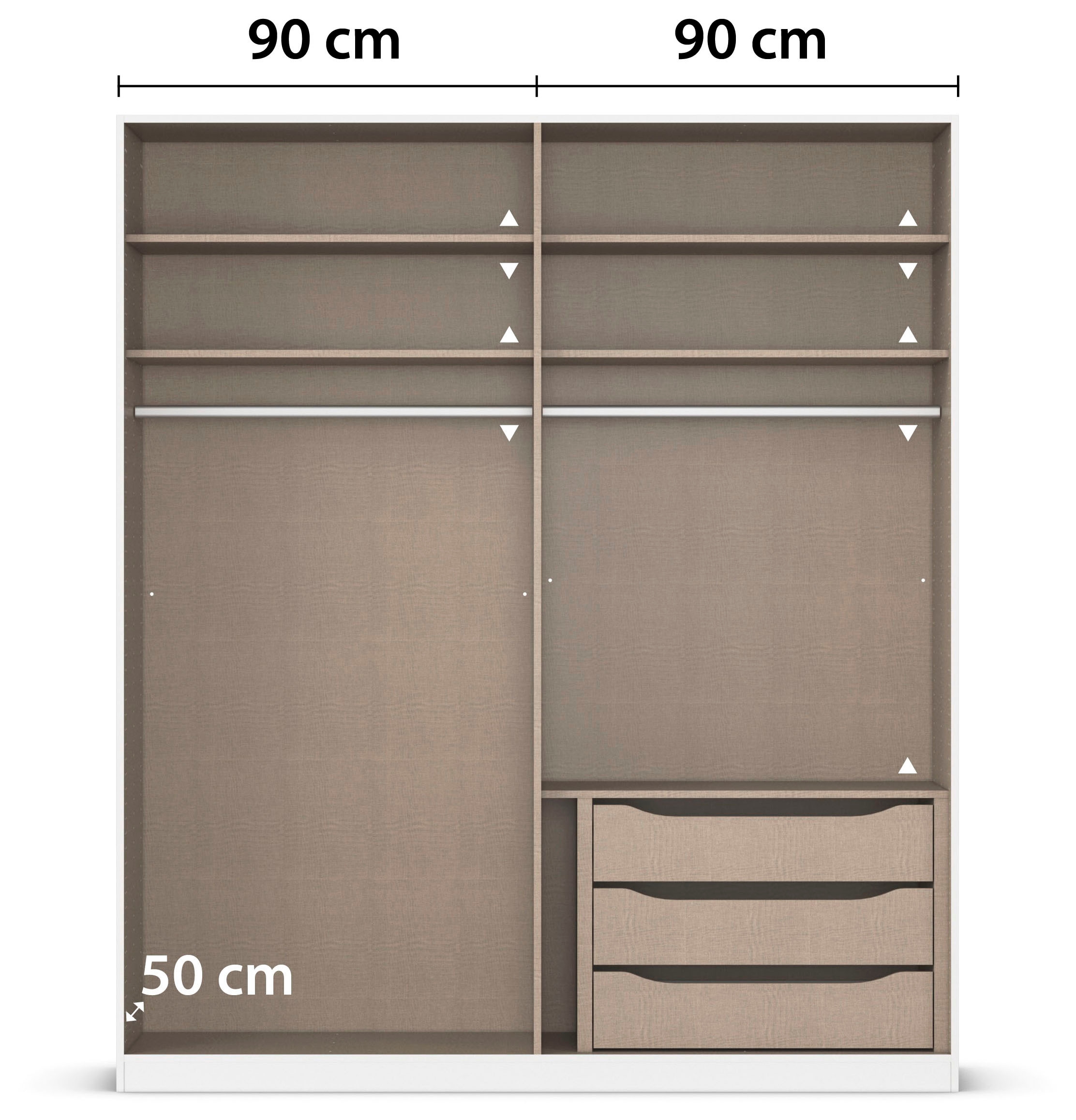 rauch Drehtürenschrank »Bellezza« inkl. Schubkasteneinsatz, Wäscheeinteilung und weiterem Zubehör